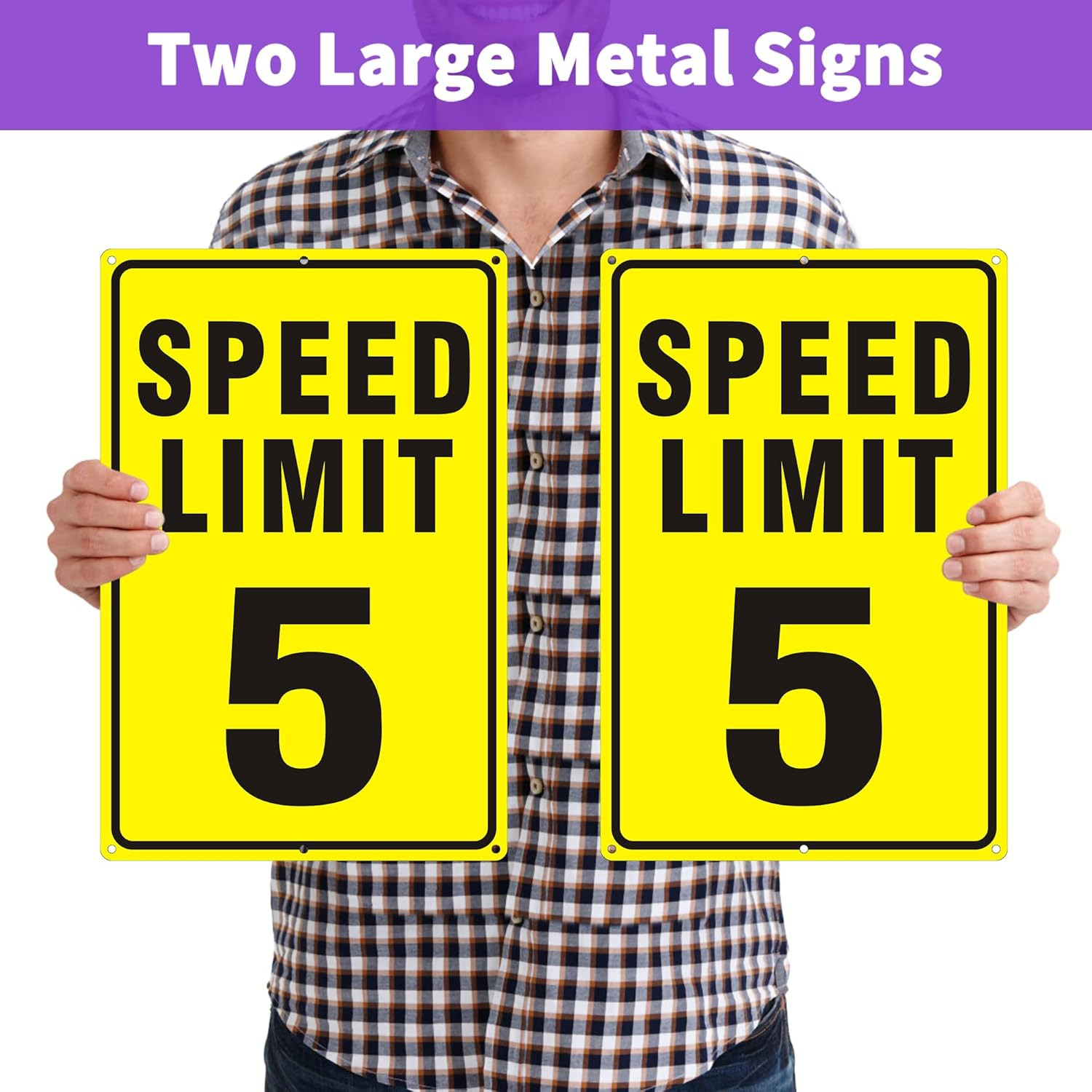 5 MPH Speed Limit Signs – 2 Pack, 18×12 Inch Reflective Aluminum, Rust Free