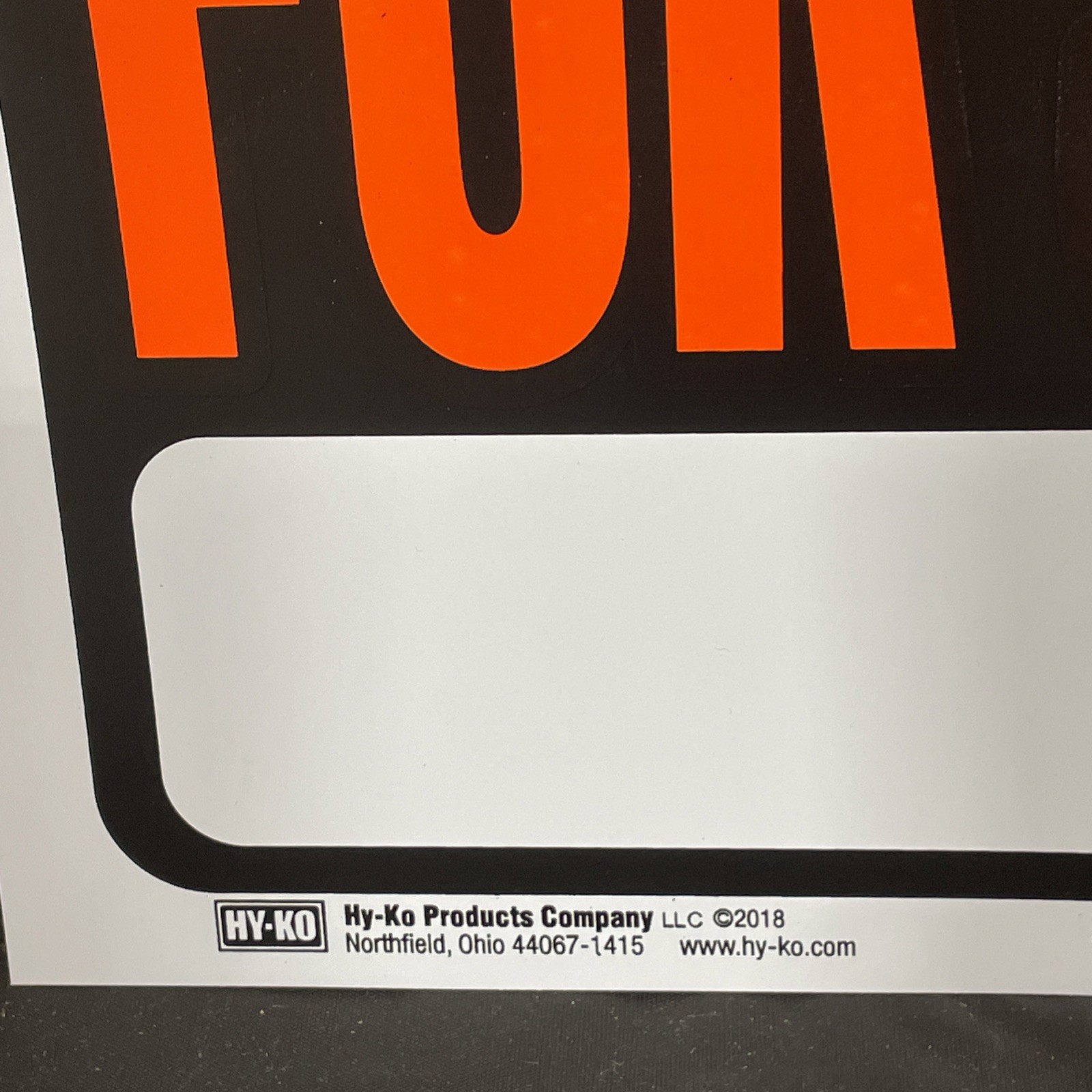 Sign « For Sale » Orange & Black 9 x 12