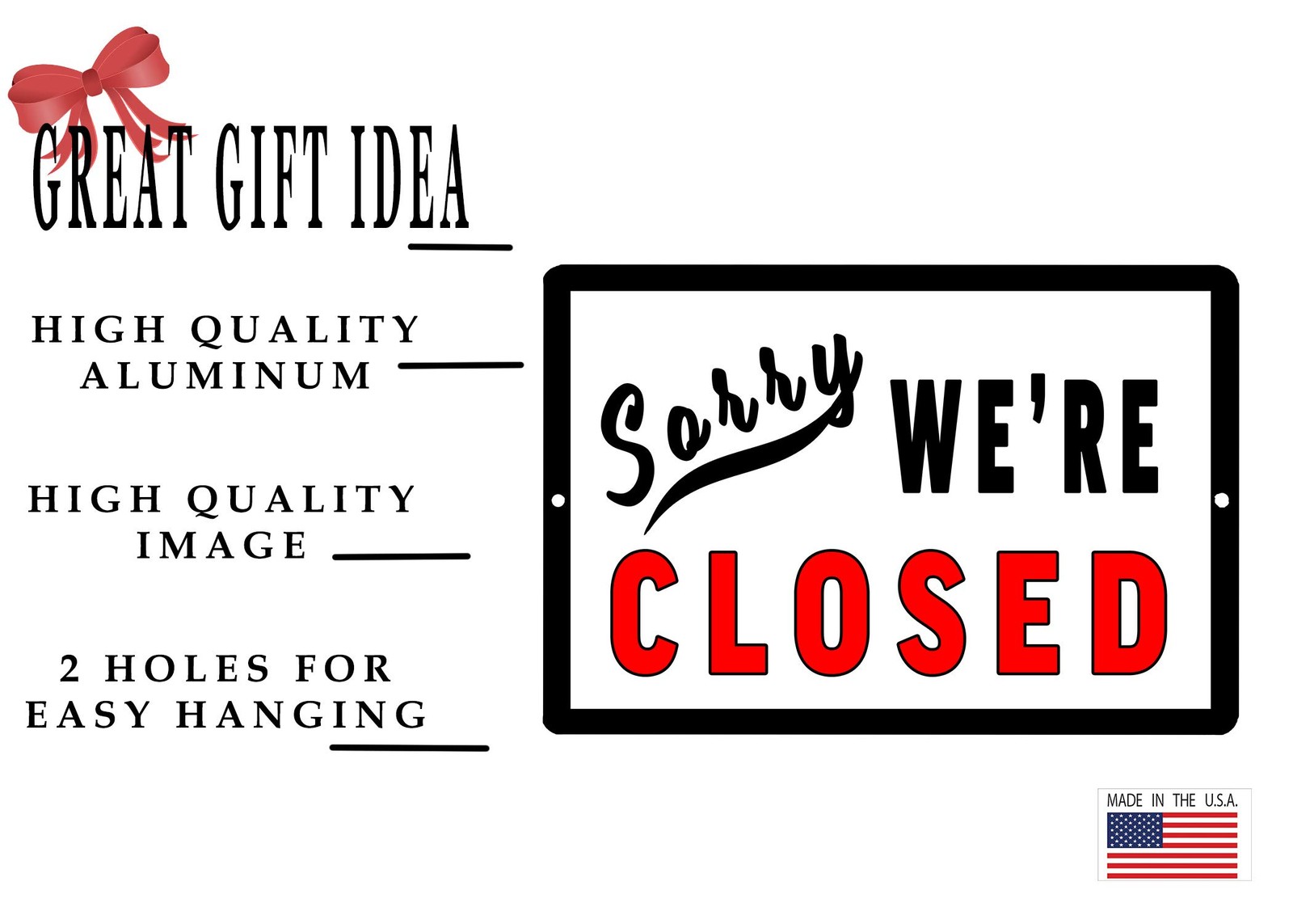 Rogue River Tactical Sorry We&rsquo;re Closed Metal Tin Sign Business Retail Store …