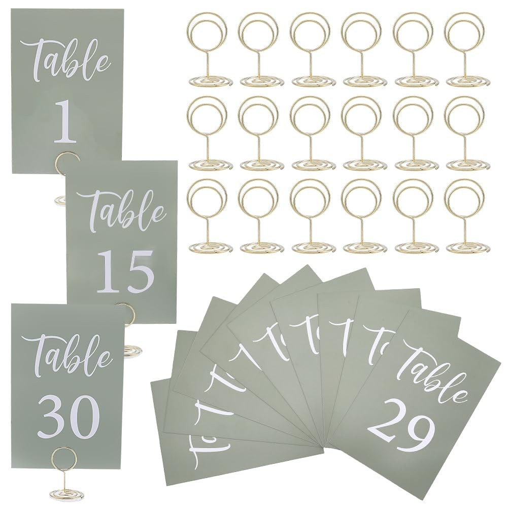 31PCS Table Number Holders and 1-30 Wedding Table Numbers Card for Wedding Re…