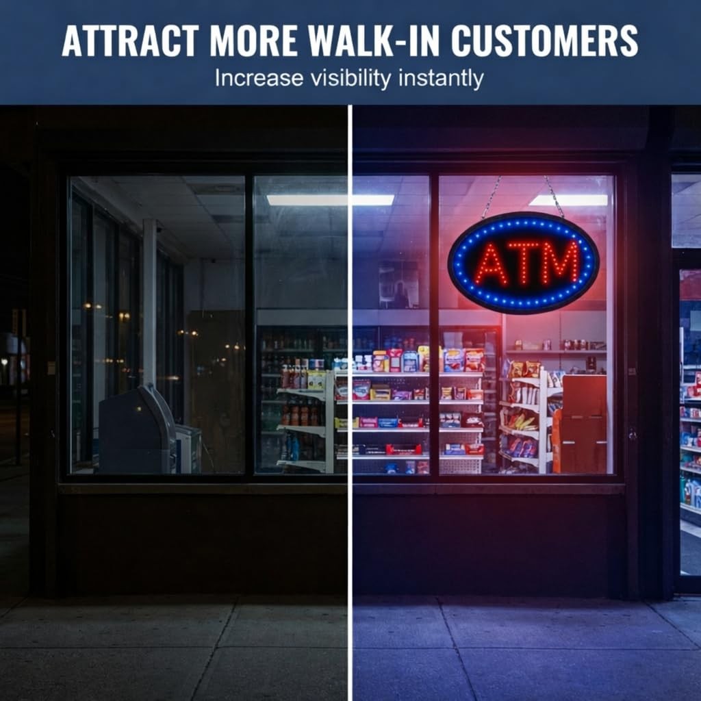 Ultra Bright Open Led Neon Business Motion Light Sign. On/Off with Chain 19 * 10
