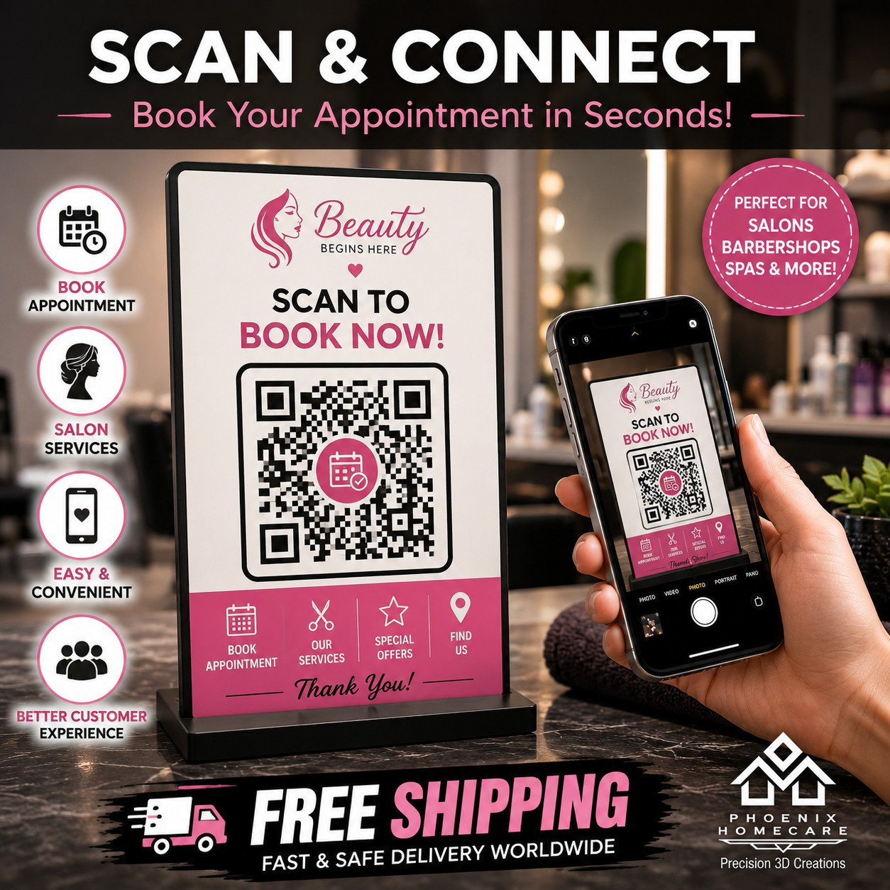 Custom QR Code Sign Stand | Scan to Pay | PayPal Venmo Cash App |Storefront Sign