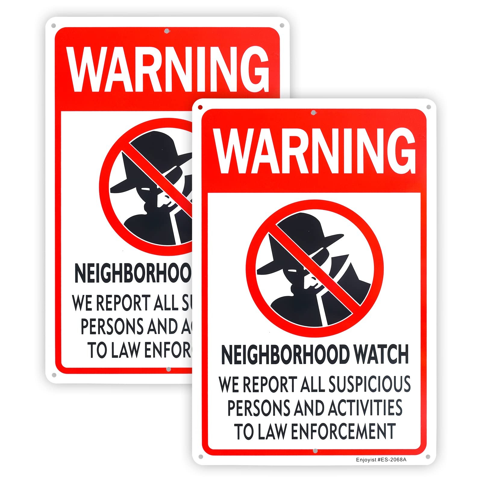 2-Pack Neighborhood Watch Sign，12&Prime;X 8&Prime; .04&Prime; Aluminum Reflective Sign Rust Free A