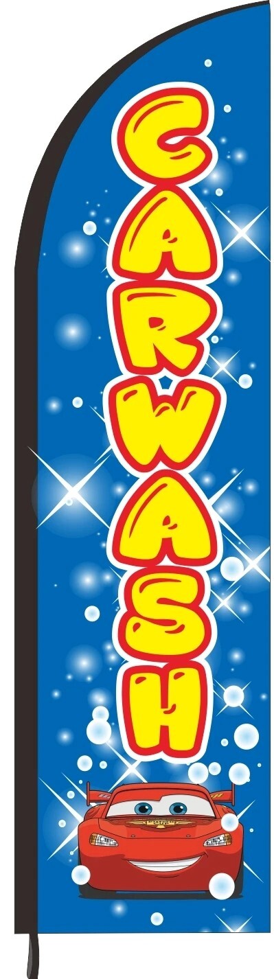 2x8ft Car Wash Feather Flag – Swooper Bow Banner 60x250cm Outdoor Advertising