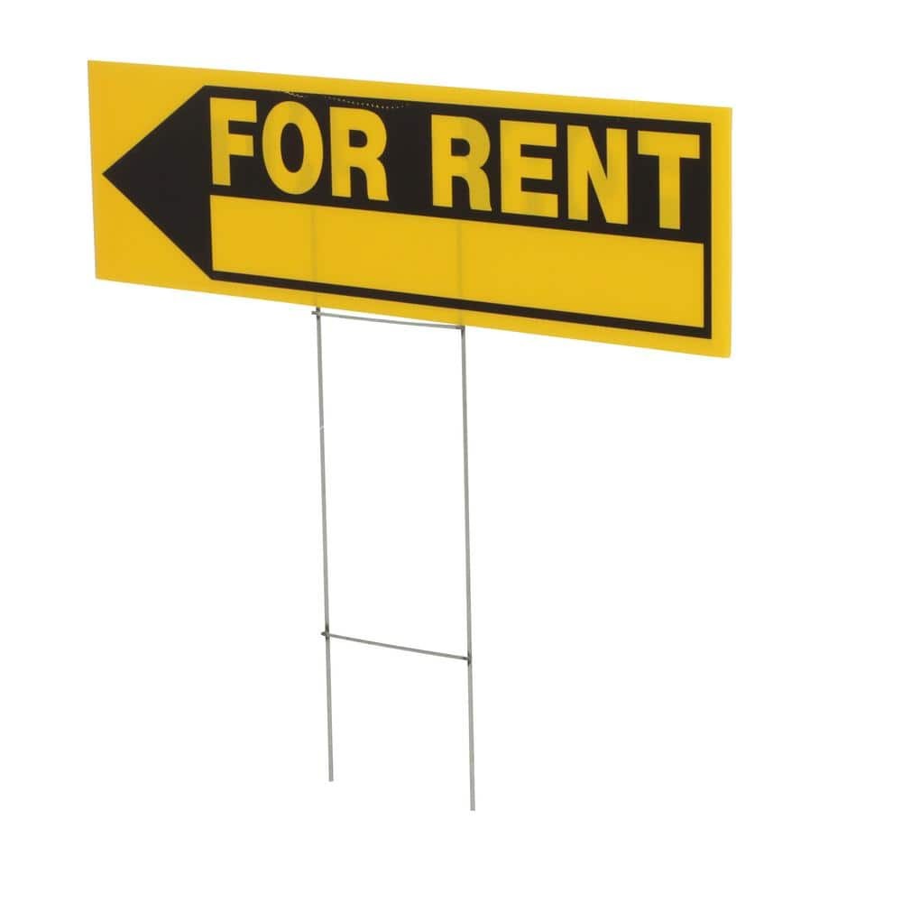 6 in. x 24 in. Plastic for Rent Yard Sign and Holder