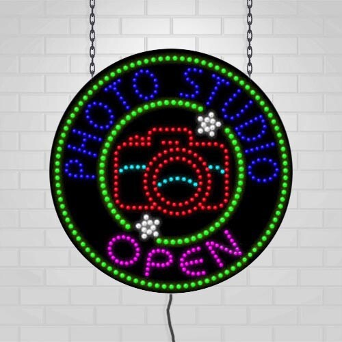 LED Open 1 Hour Photo Sign for Retail Displays | Light Up Sign | 26&Prime;H x 26&Prime;W