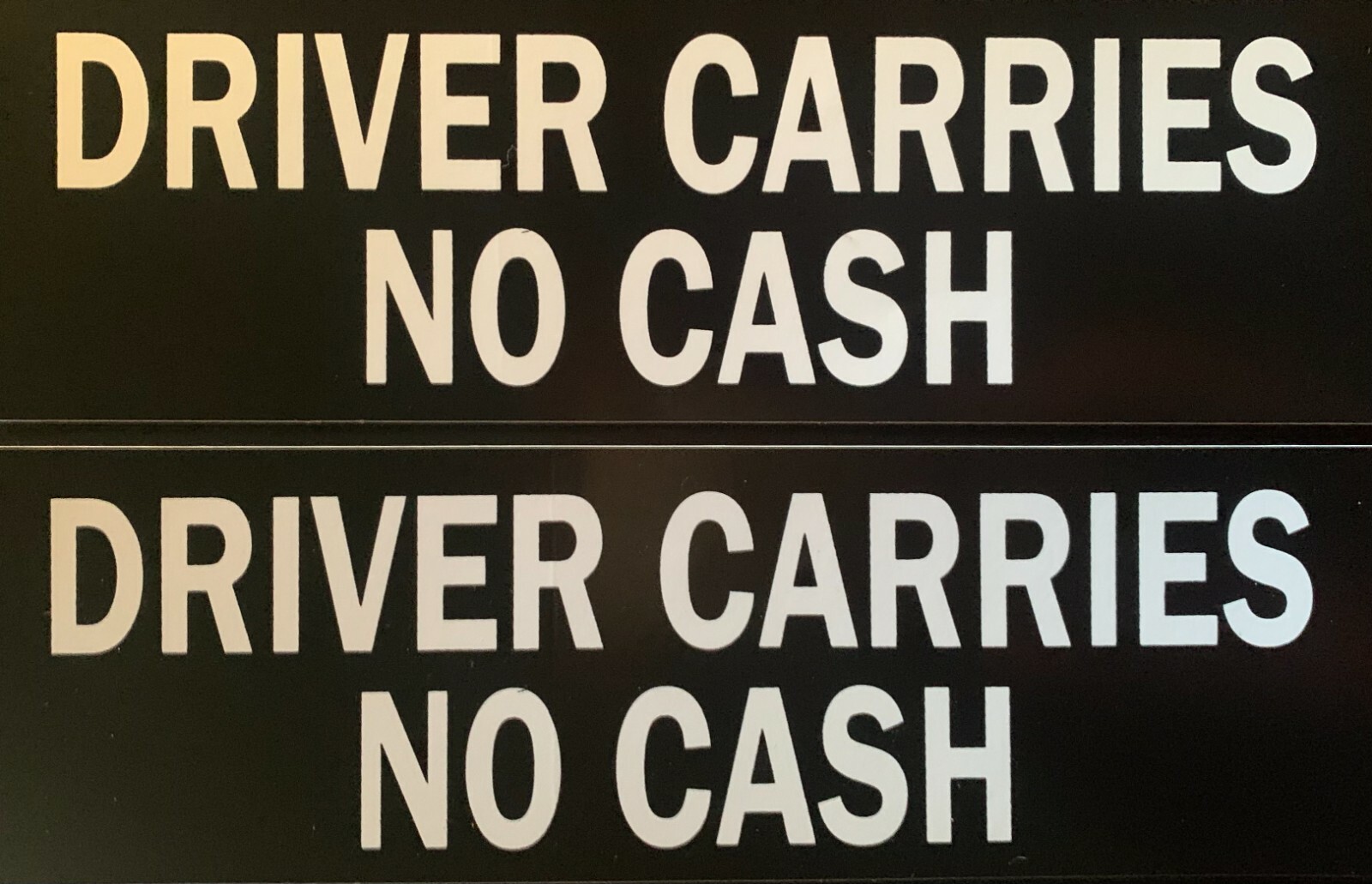(2 Pack) Driver Carries No Cash Sticker Vinyl Decal 8&Prime; X 2.5&Prime; (X2PS166)