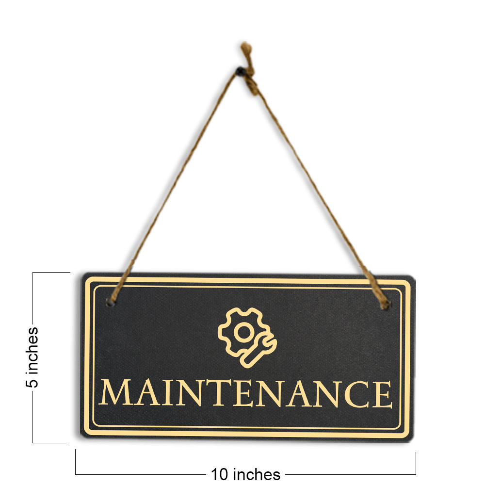 Maintenance 5×10 Hanging Plus Wall or Door Sign | Rustic Twine