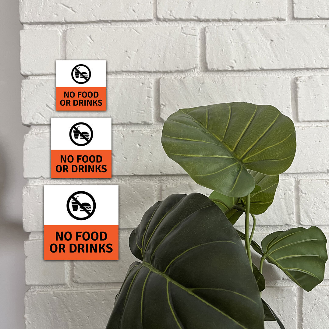 Square Plus No Food or Drinks Wall or Door Sign | Workplace Health and Hygiene