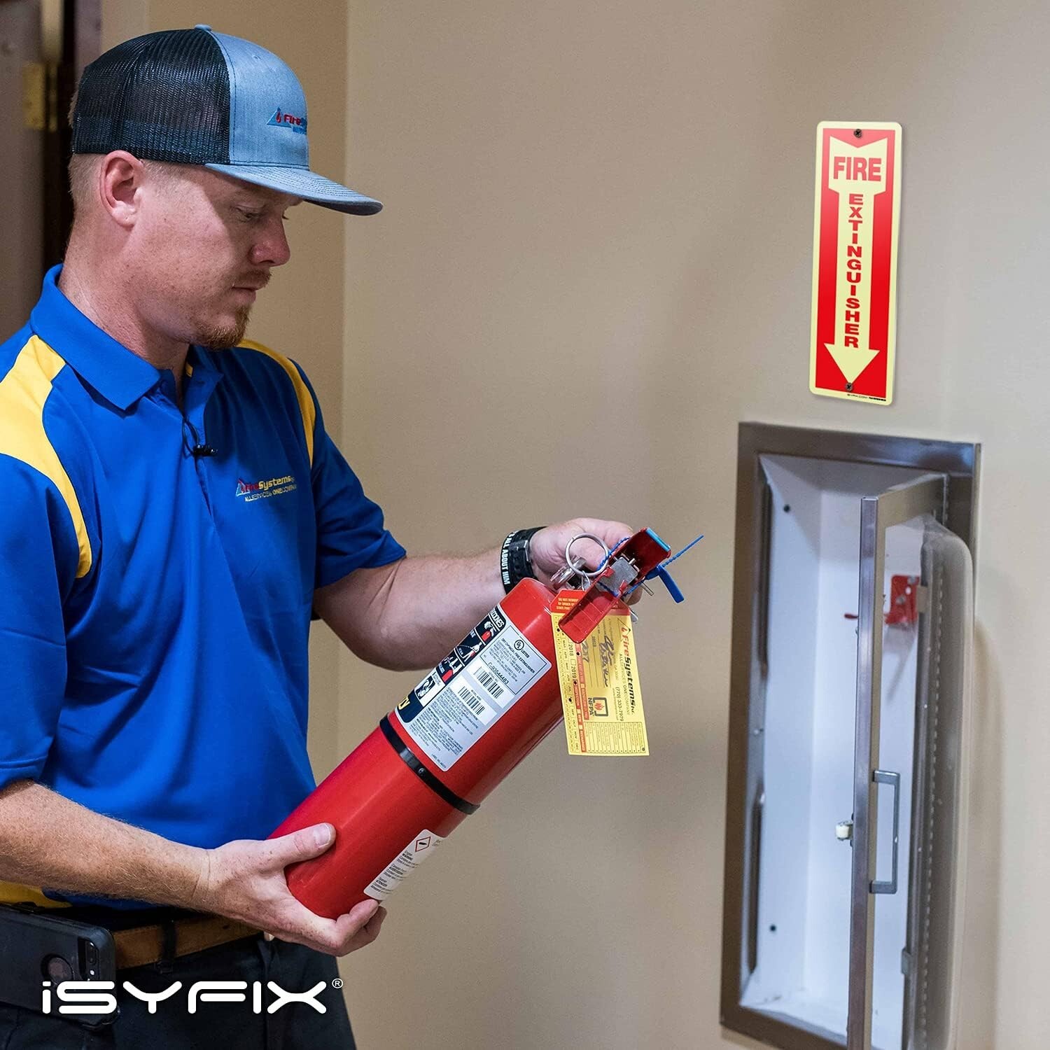 2 Pack Fire Extinguisher Sign 4×12 Inch 100% Rust Free 040 Aluminum Glow in Dark