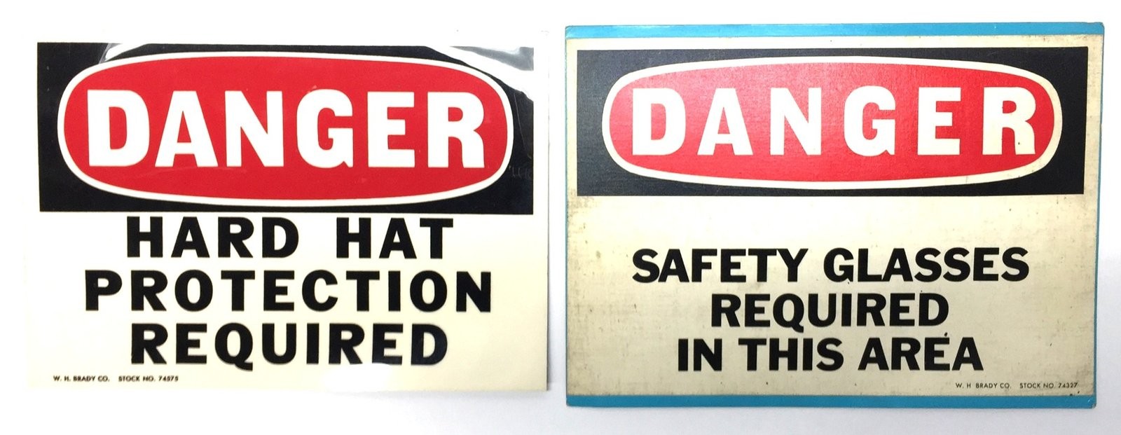 W.H. Brady Vinyl 14&Prime; x 10&Prime; &lsquo;DANGER&rsquo; Adhesive Safety Pack (2pcs) 74575/74327 NOS