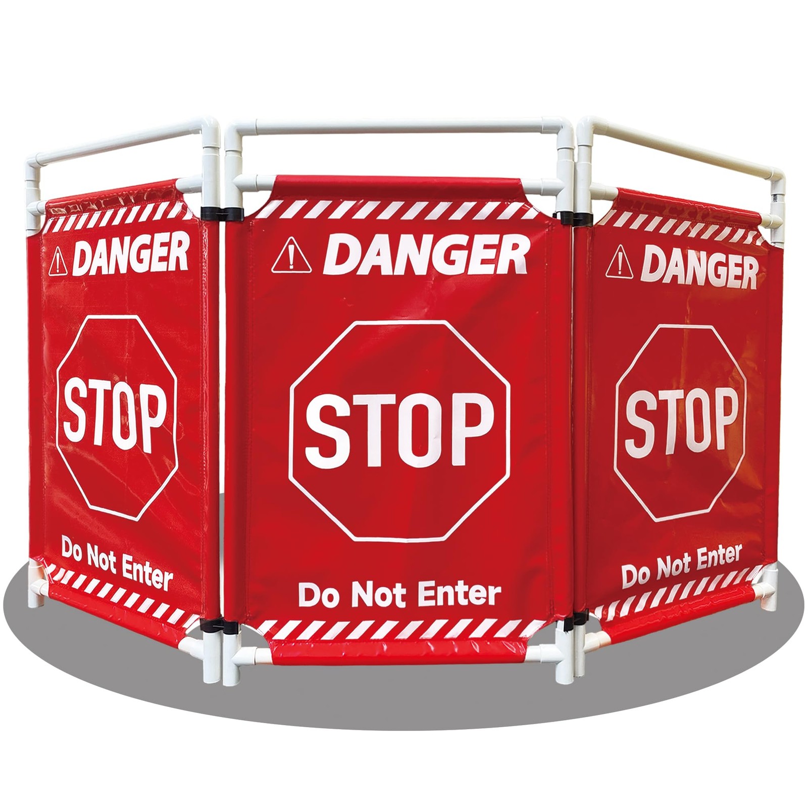 Safety Caution Barricade 3Panels Foldable Signs With PVC Tarp Removable Safet…