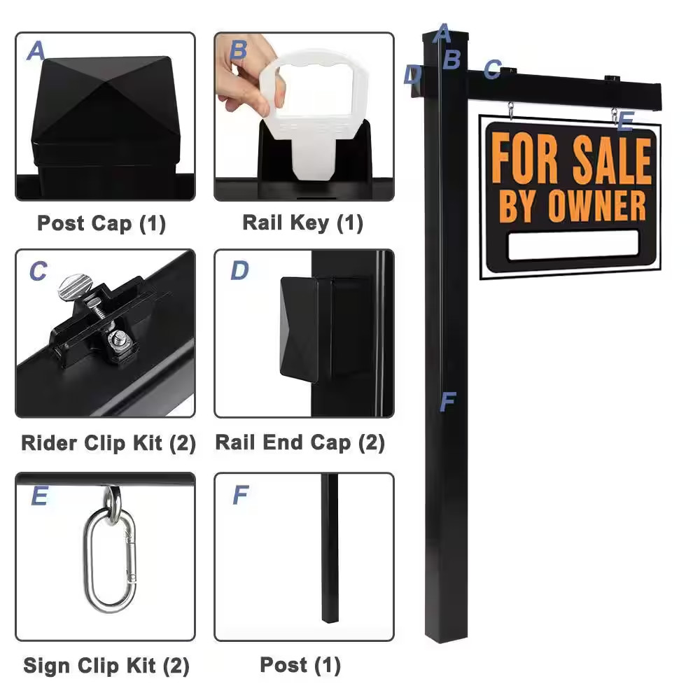 6&prime; Vinyl PVC Real Estate Sign Post, Commercial Realtor Home for Sale Ads, Busine
