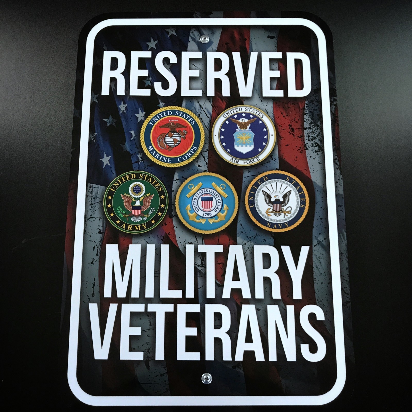 Reserved Military Veterans Parking 12 x 18 – Metal Sign