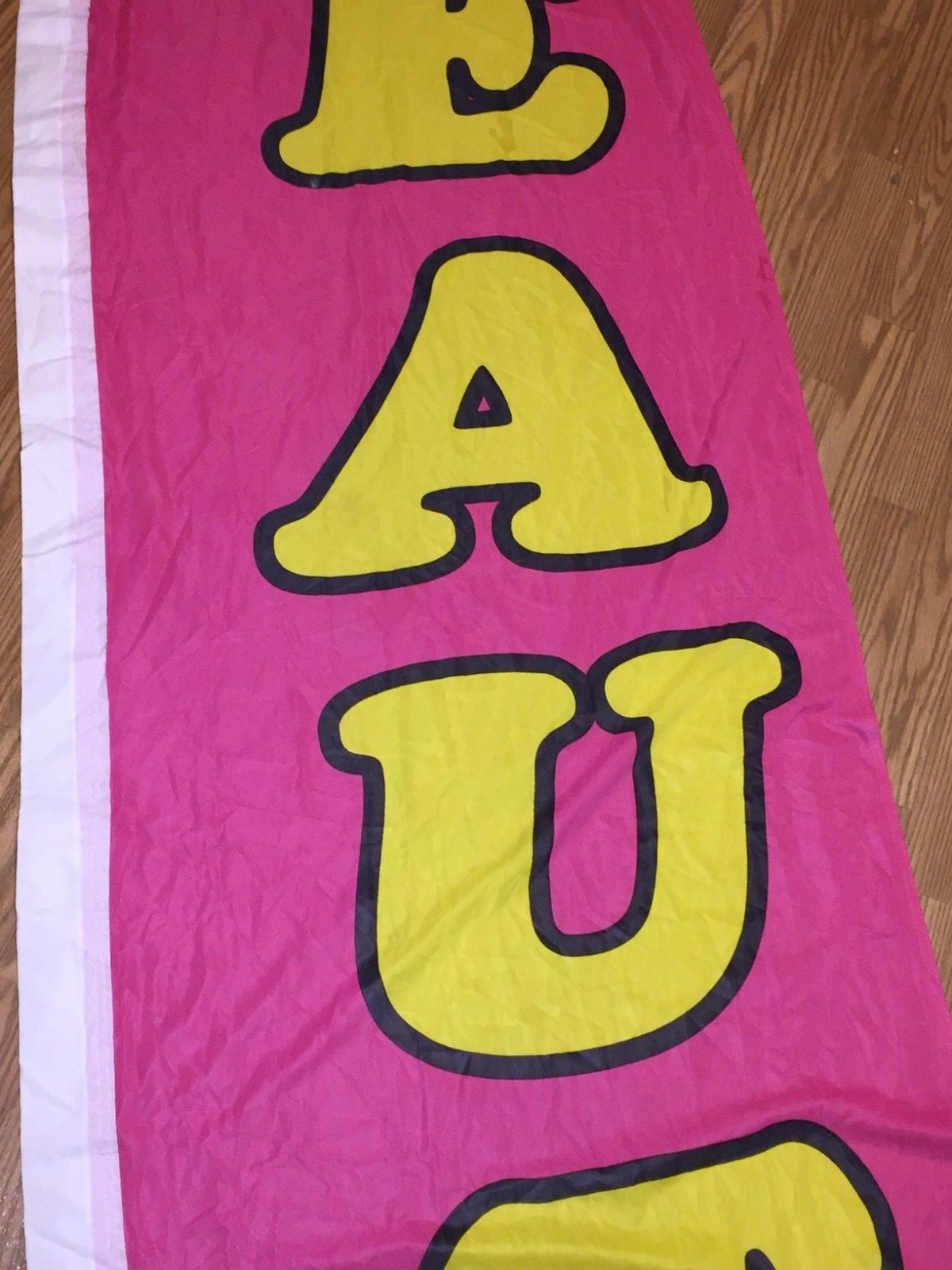 Huge Beauty Salon Banner Only 11 ft x 2 1/2 ft Pink Yellow White Nylon Vertical