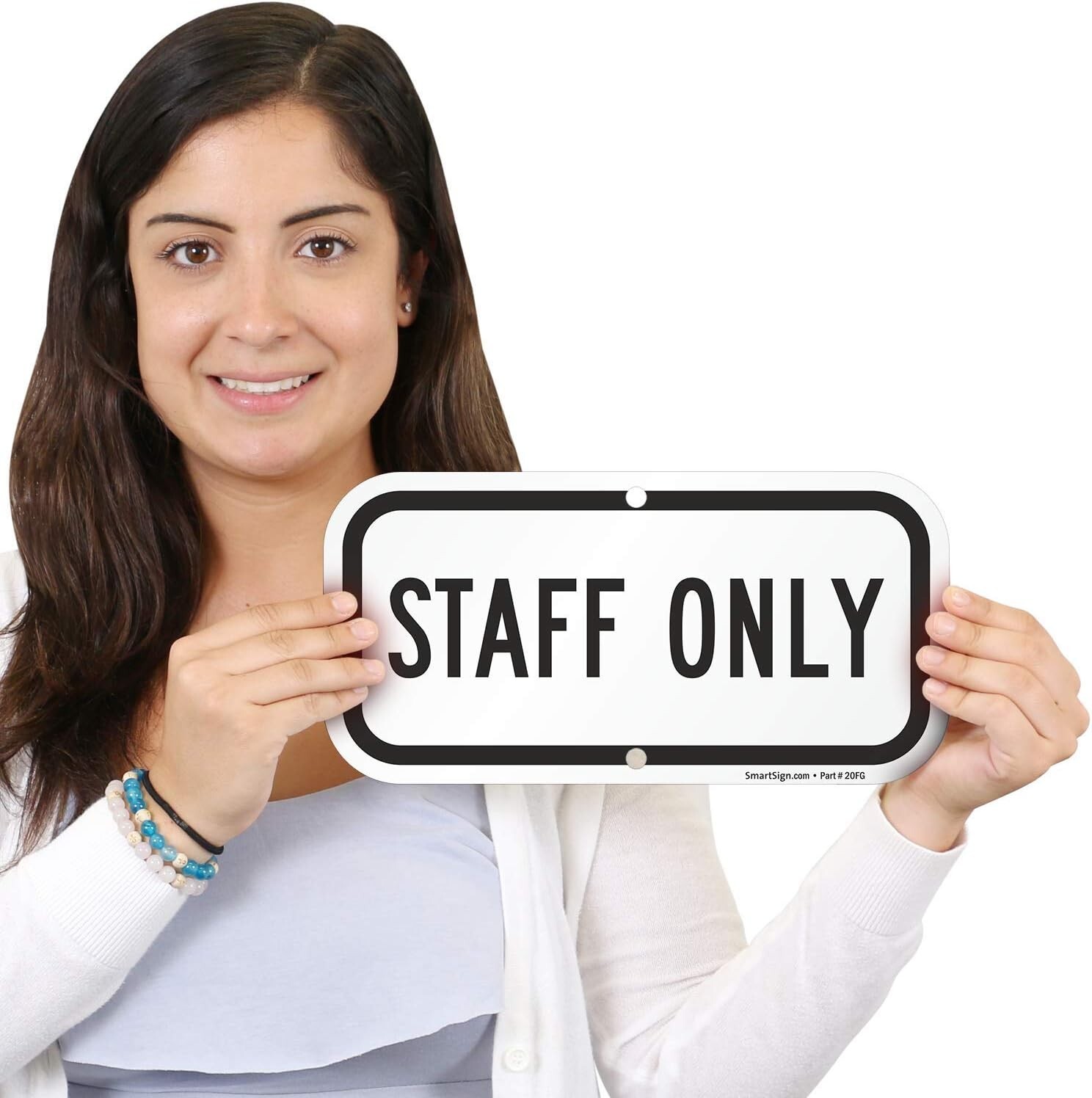 Set of 2 K-5958-AL-06×12 « Staff Only » Sign 6&Prime; x 12&Prime; Aluminum Black on White