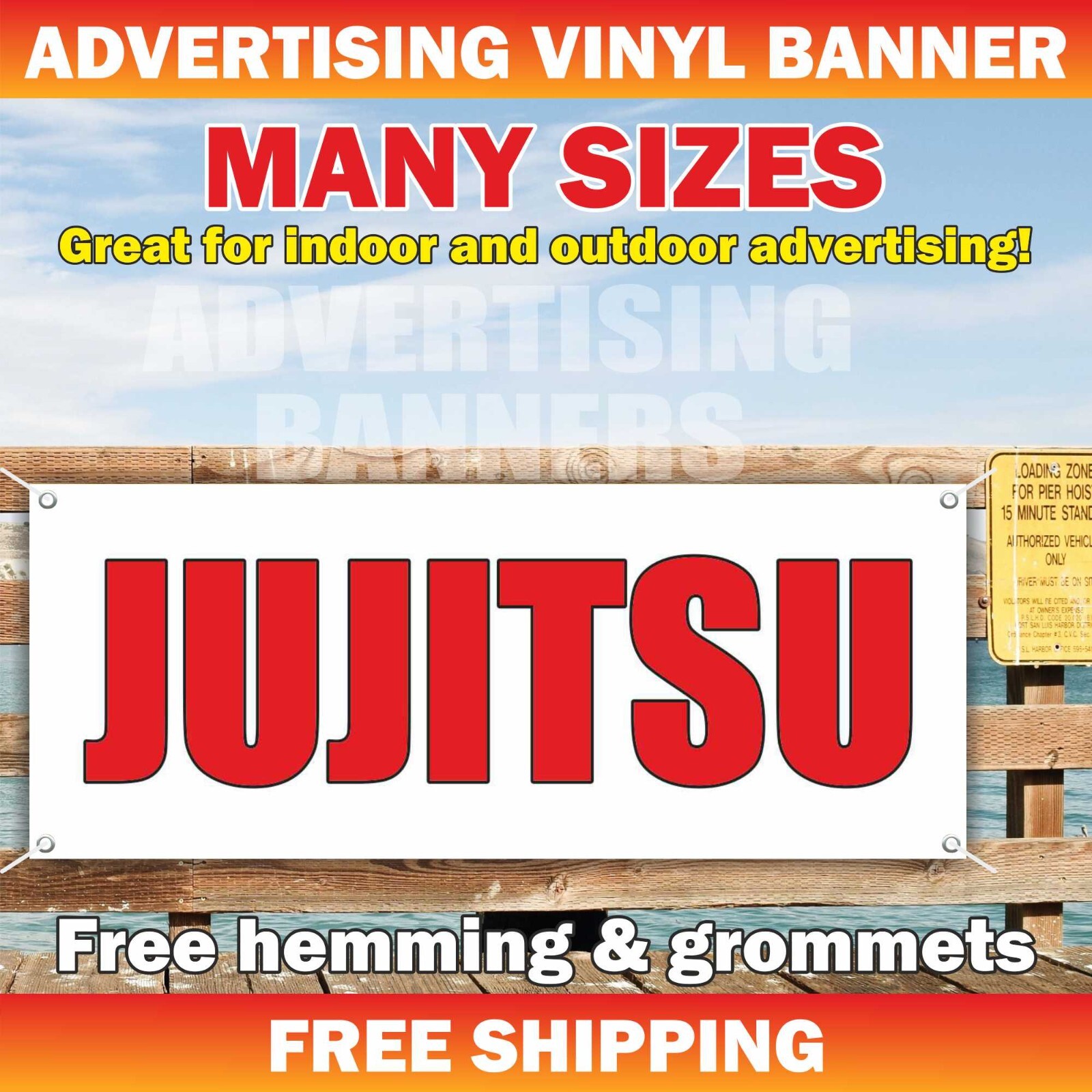 JUJITSU Advertising Banner Vinyl Mesh Sign Karate Sambo Workout Martial Arts