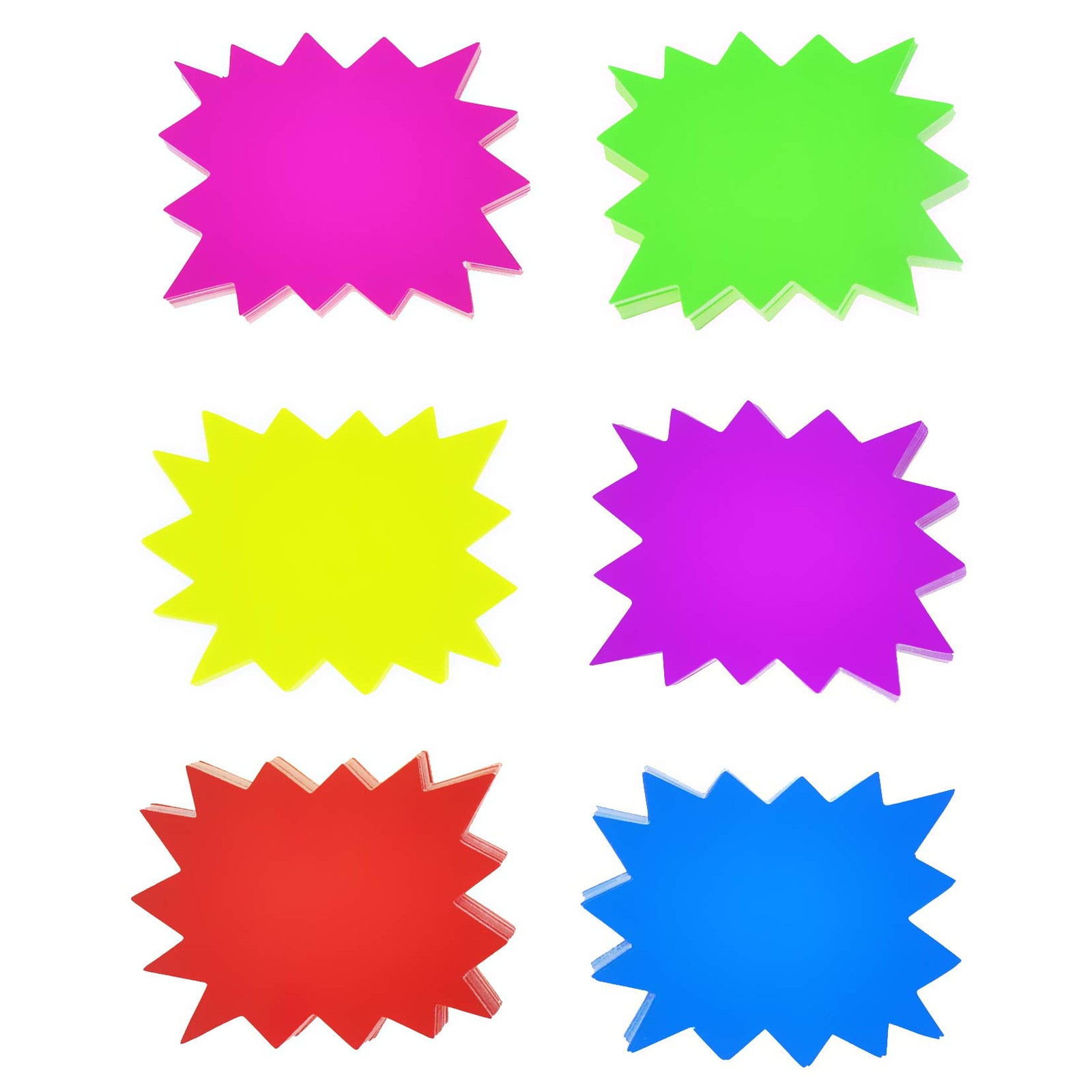 300 Pieces Paper 2.8×3.5in Starburst Signs Star Burst for Retail 6 Assorted