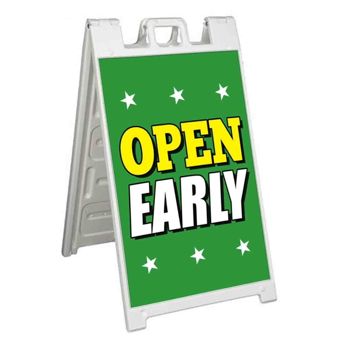 OPEN EARLY Signicade 24×36 Aframe Sidewalk Sign Banner Decal MORNING STORE