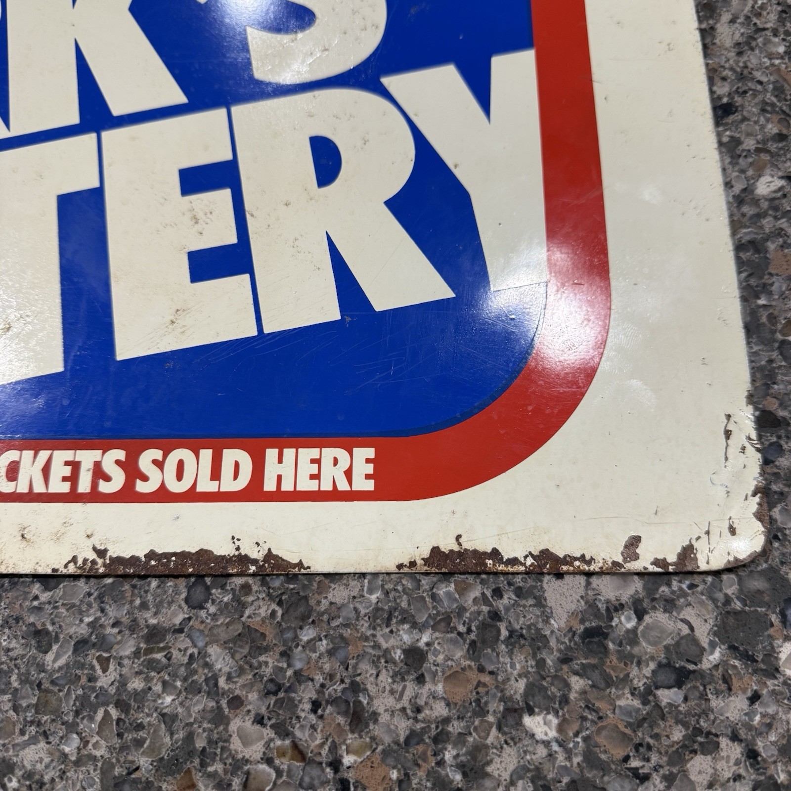 Vintage Original New York State Lottery Sign Double Sided Sign 24×18. man cave