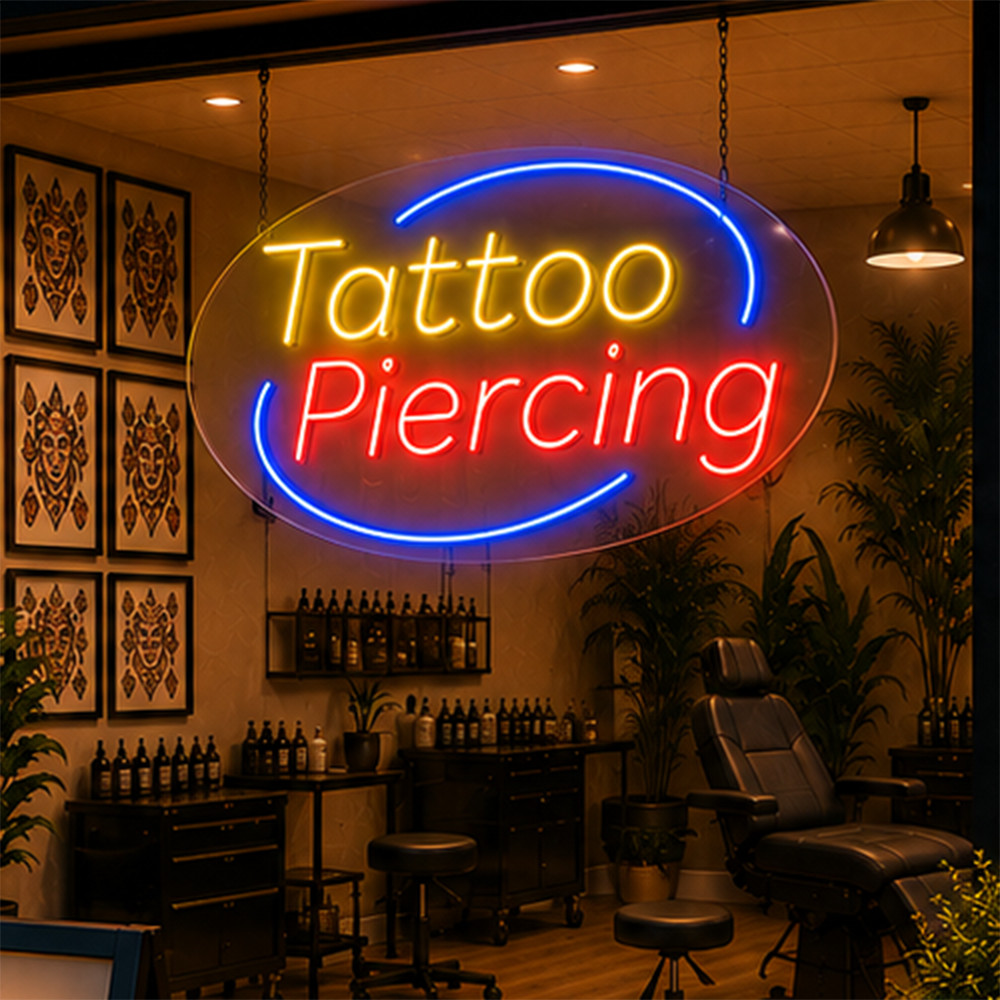 Tattoo Piercing LED Neon Sign 28&Prime;L x 16&Prime;H #34015