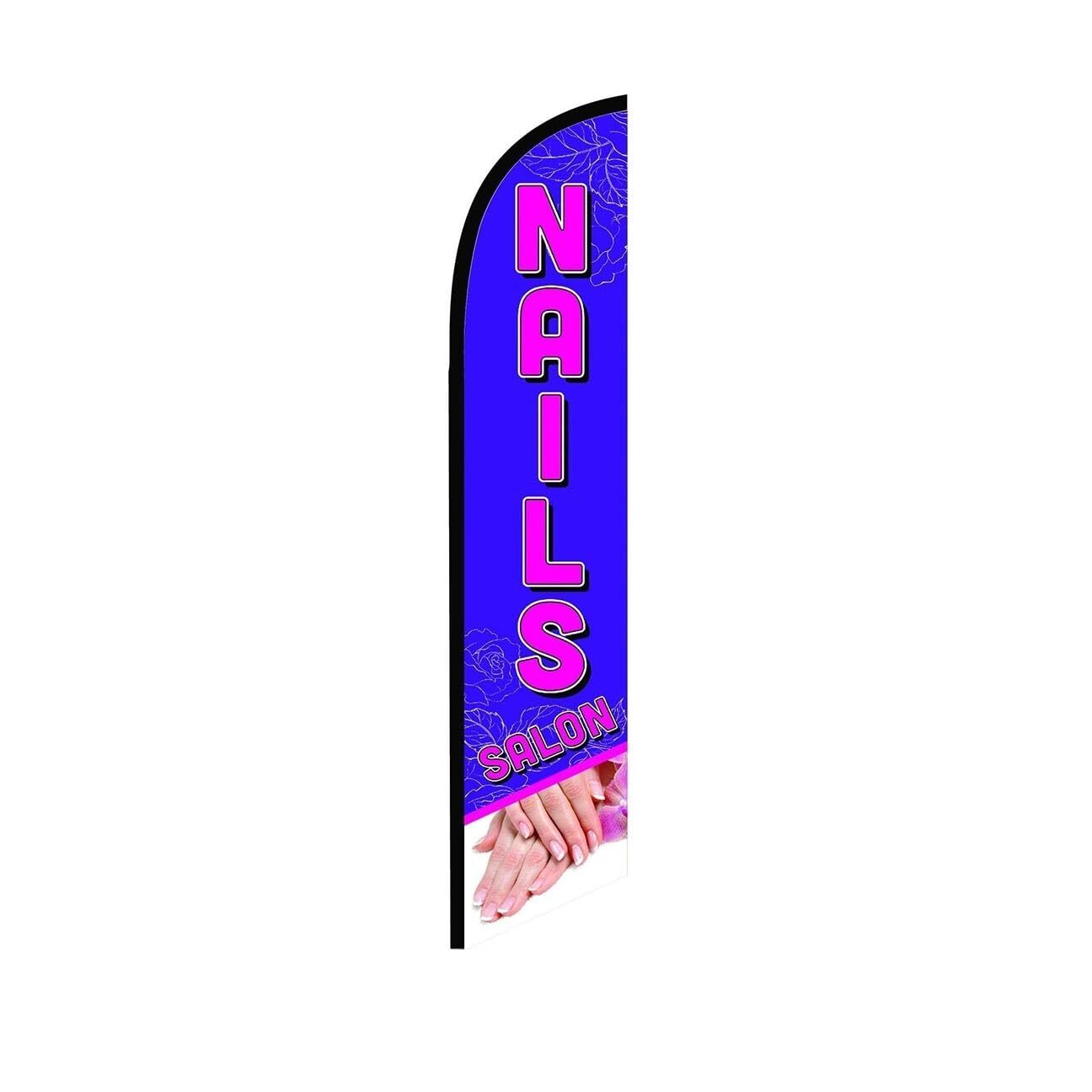 Nails Salon Purple Swooper Flutter Feather Flag | 3ft W x 11.5ft Tall