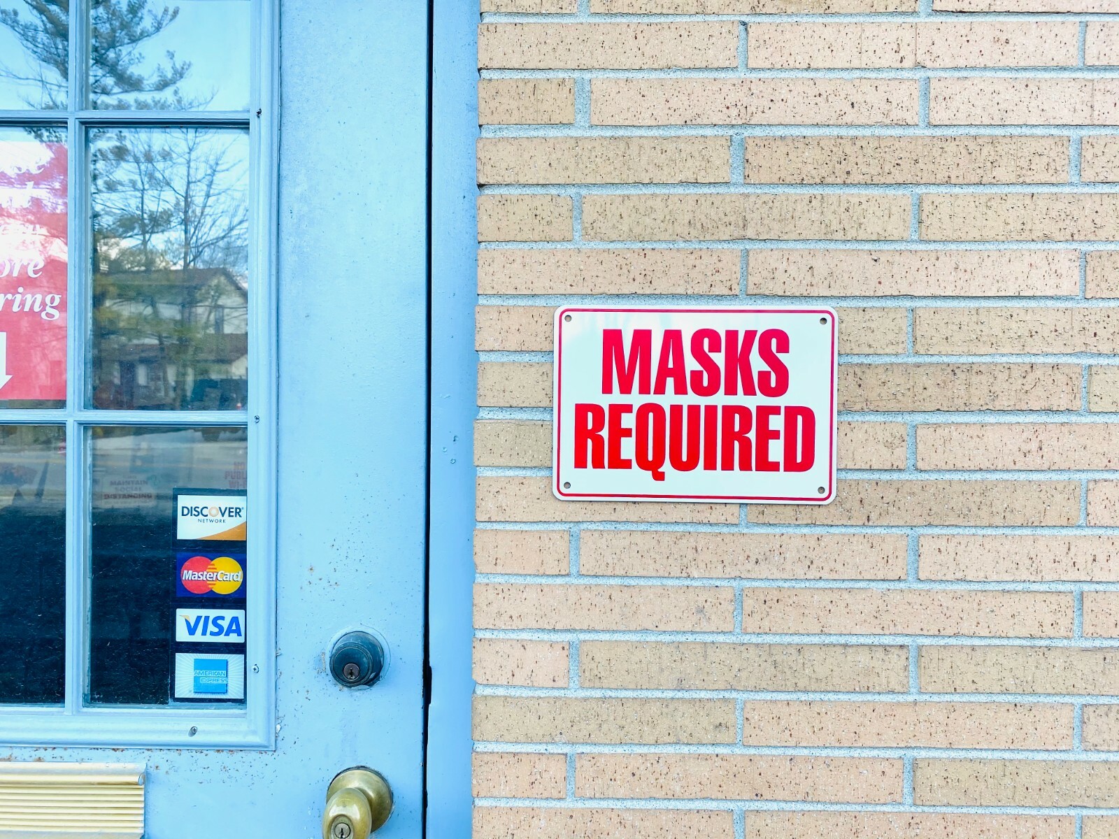 MASK & SOCIAL DISTANCING Compliance Sign Set – 10&Prime; x 7&Prime; Aluminum Signs