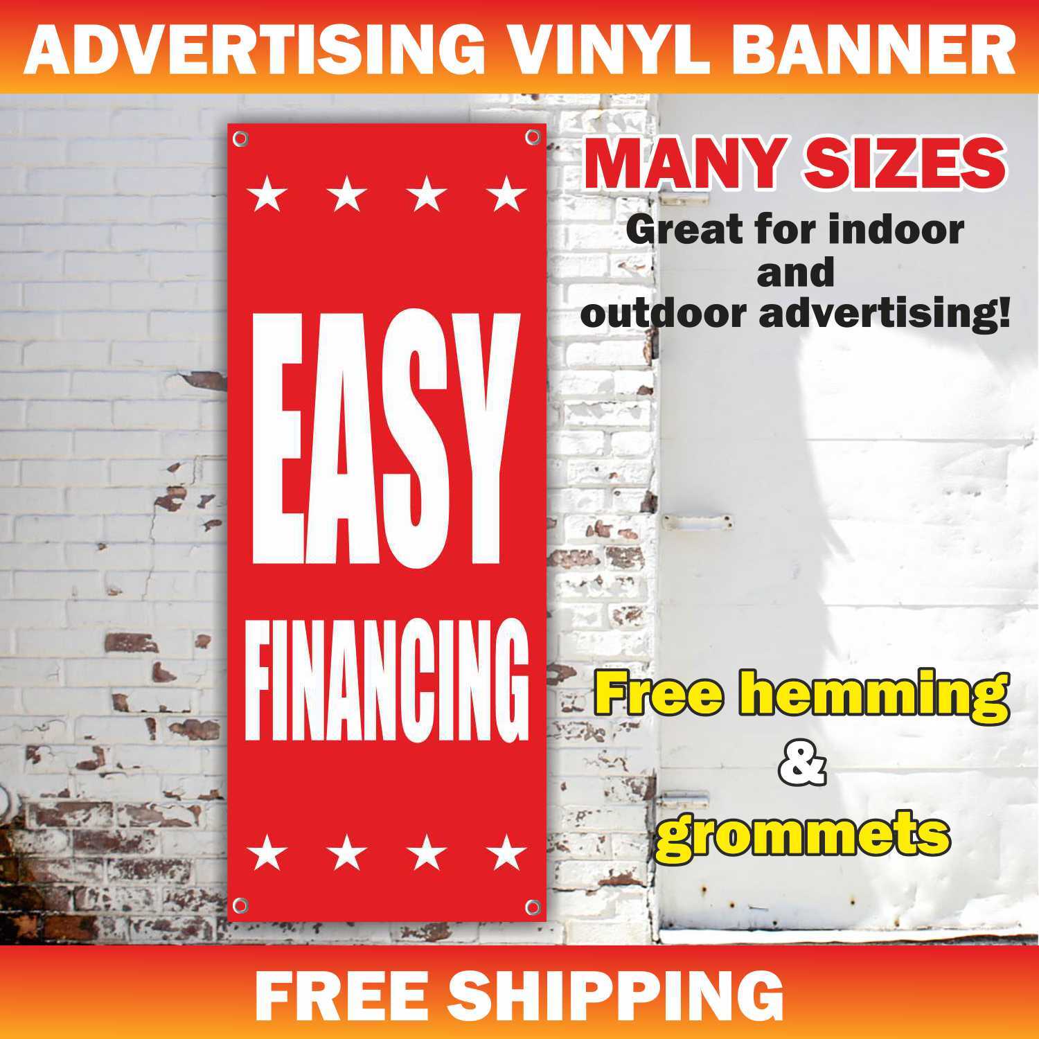 EASY FINANCE Advertising Banner Vinyl Mesh Sign Used Car Auto Sales Lot credit
