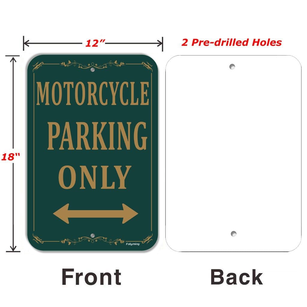 2-Pack « Motorcycle Parking Only » Signs 12×18&Prime; Metal Reflective Aluminum