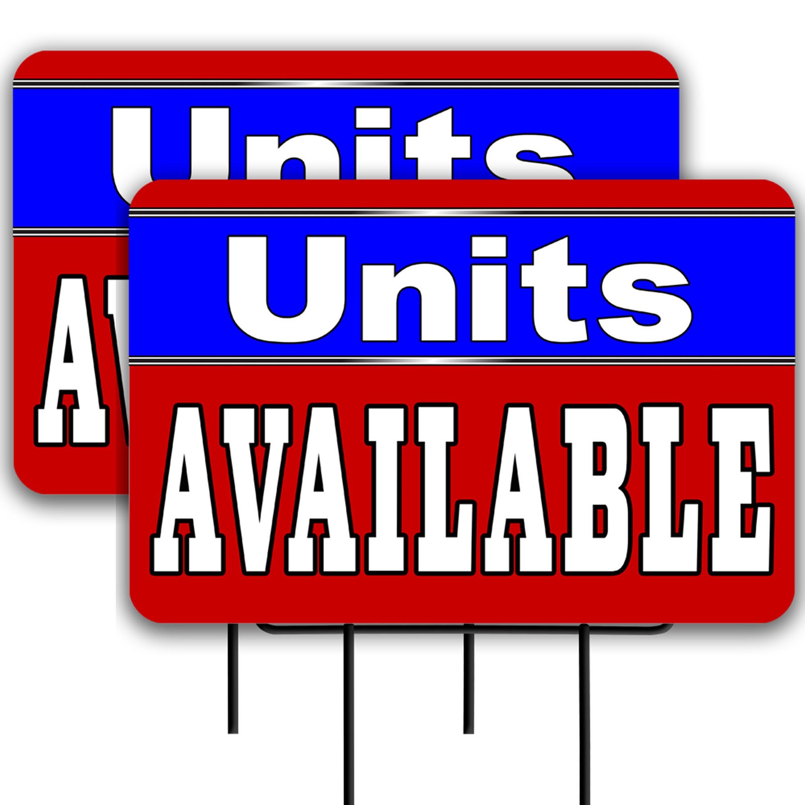 Units Available (red/blue) 2 Pack Double-Sided Yard Signs 16&Prime; x 24&Prime; with Metal S