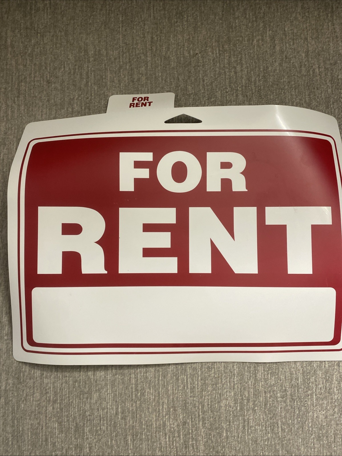 For Rent Sign, 12 Inches by 8 Inches – 20 mil Polystyrene Plastic