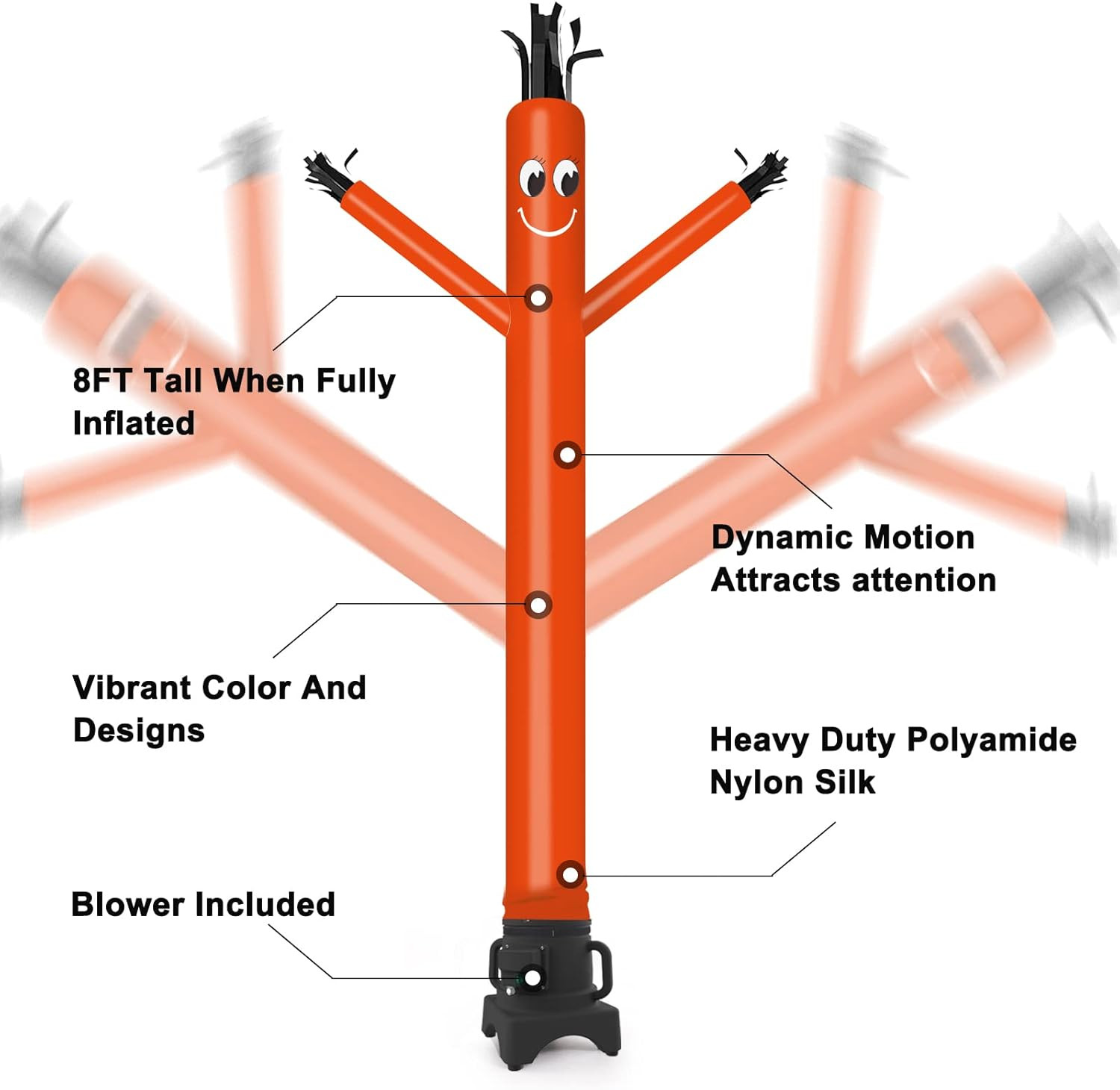 8FT Fly Puppet Dancer with 1/3Hp Blower Complete Set (Orange)
