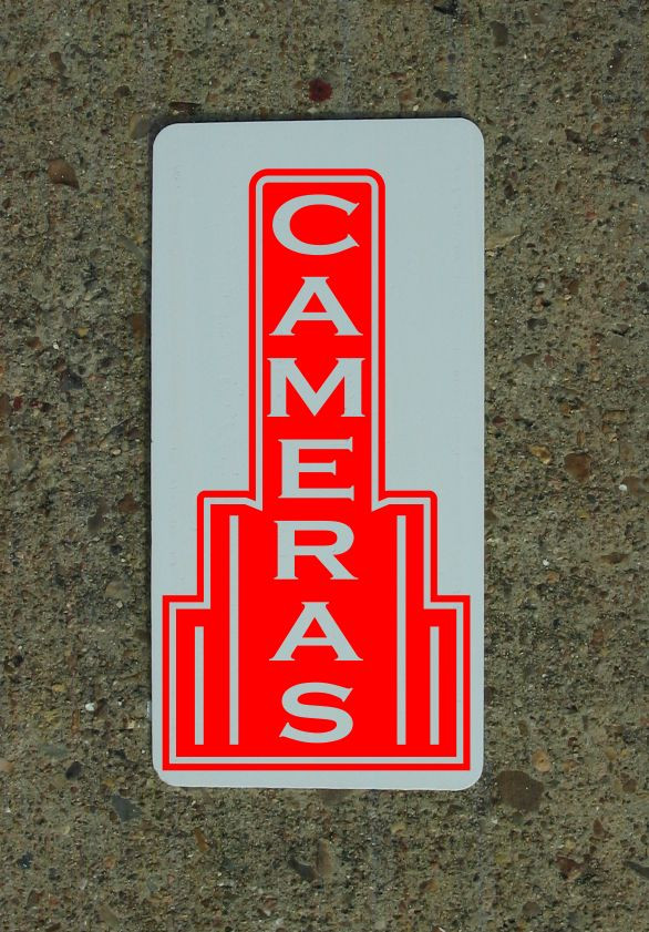 CAMERAS RED Metal Sign 40&rsquo;s 50s Retro Vintage Style Art Deco Decor Design