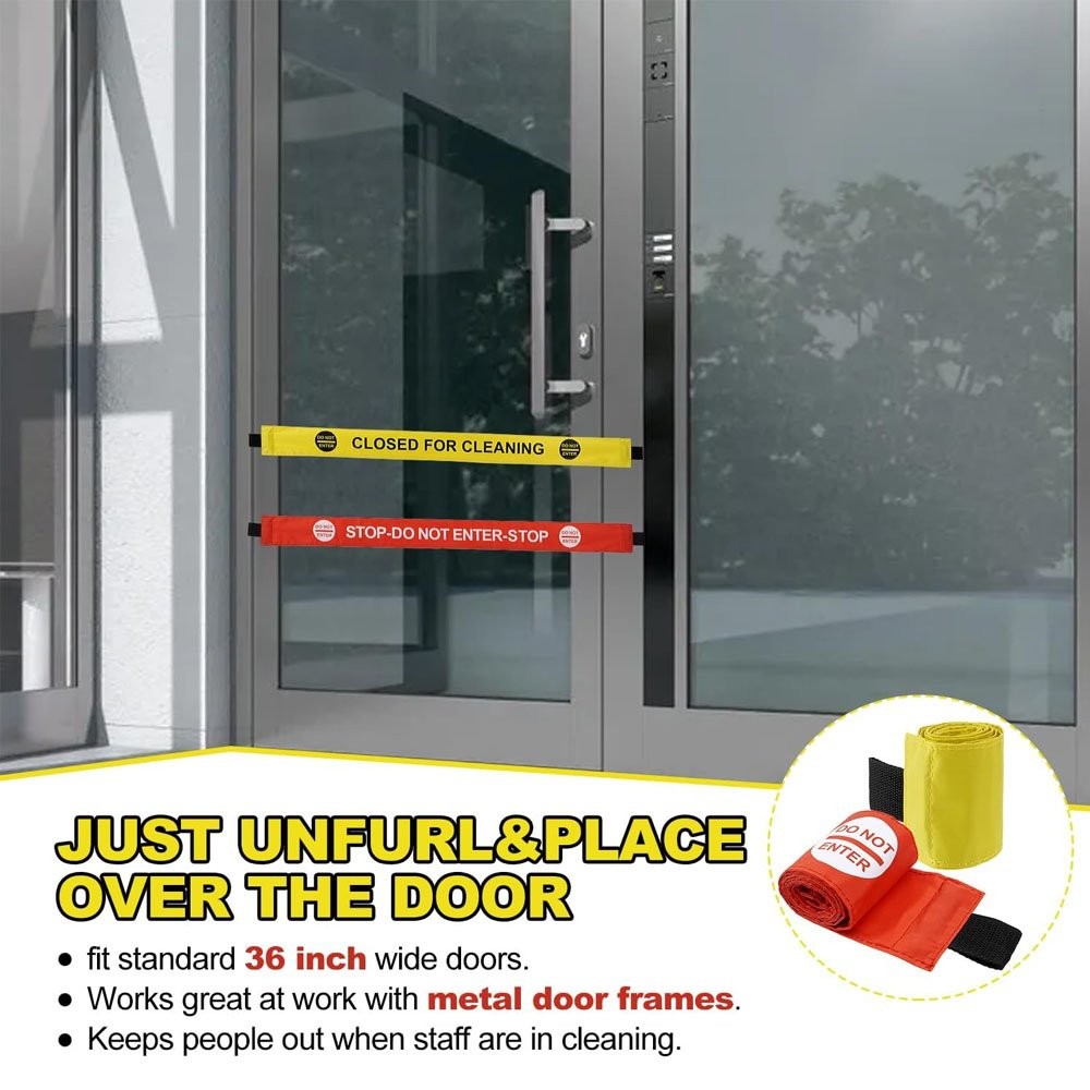4Pcs Restroom Closed for Cleaning Sign with Magnetic Ends, Magnetic Nylon Safety