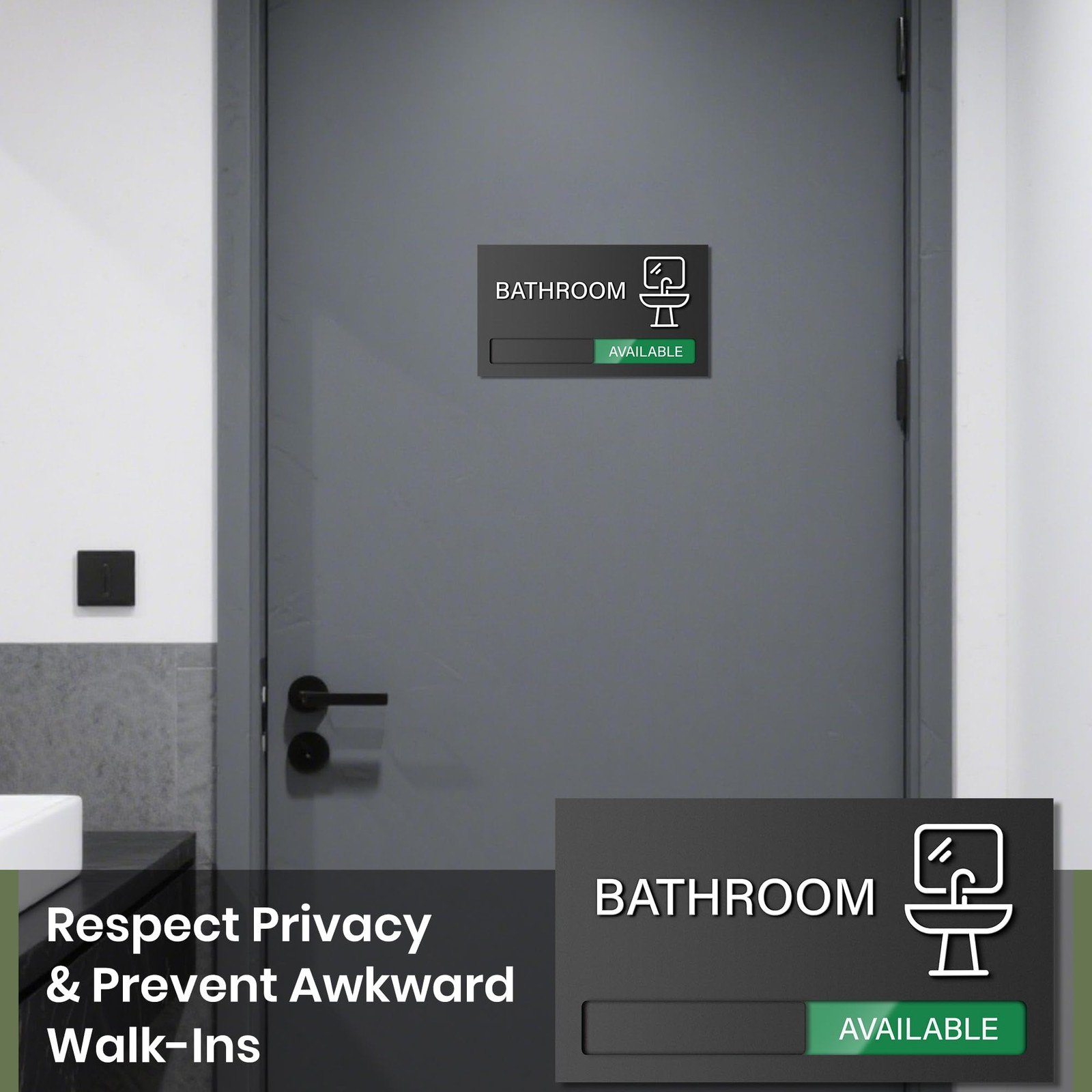 Vacant Occupied Do Not Disturb Available In Use Slider Bathroom Privacy Sign