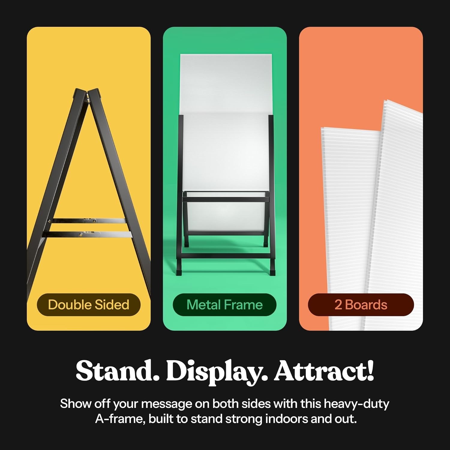 Outdoor A-Frame Sign Holder 24×36 Inch – Heavy Duty Steel, Double-Sided Display