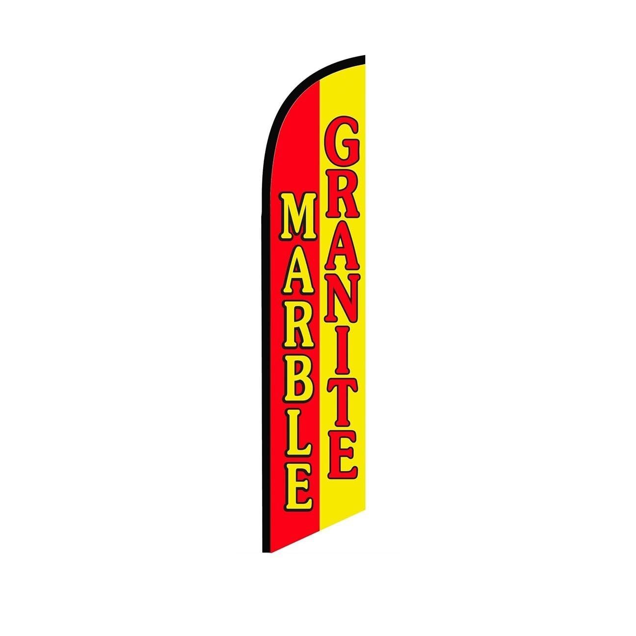 Marble Granite RedYellow Swooper Flutter Feather Flag | 3ft W x 11.5ft Tall