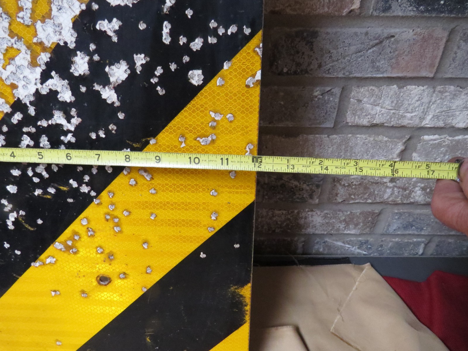 Retired Reflective Highway Left Object Marker Sign 12&Prime;x 36&Prime;, Shotgun Blast