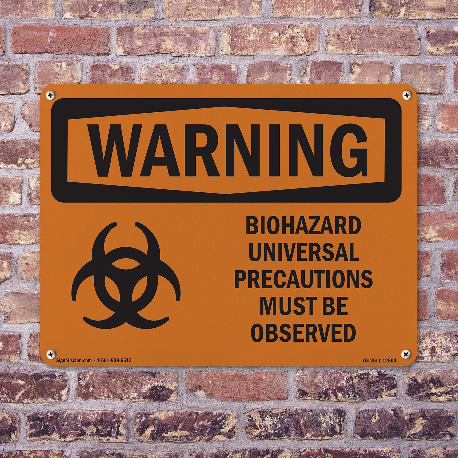 Biohazard Universal With Symbol OSHA WARNING Sign Metal, Decal – 5 or 10 Pack