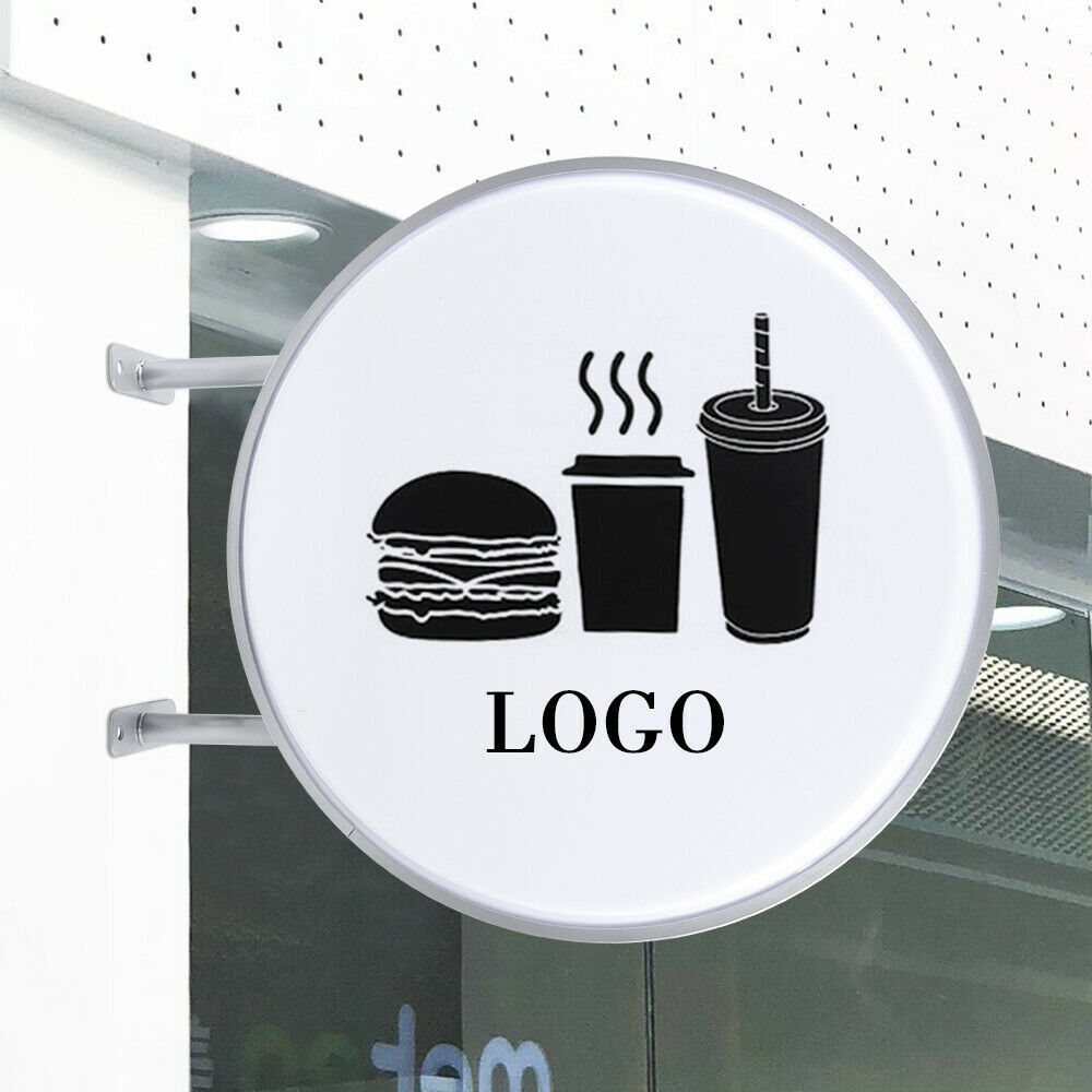 24&Prime; LED Double Sided Round Light Box Outdoor Sign Advertising Projecting Lights