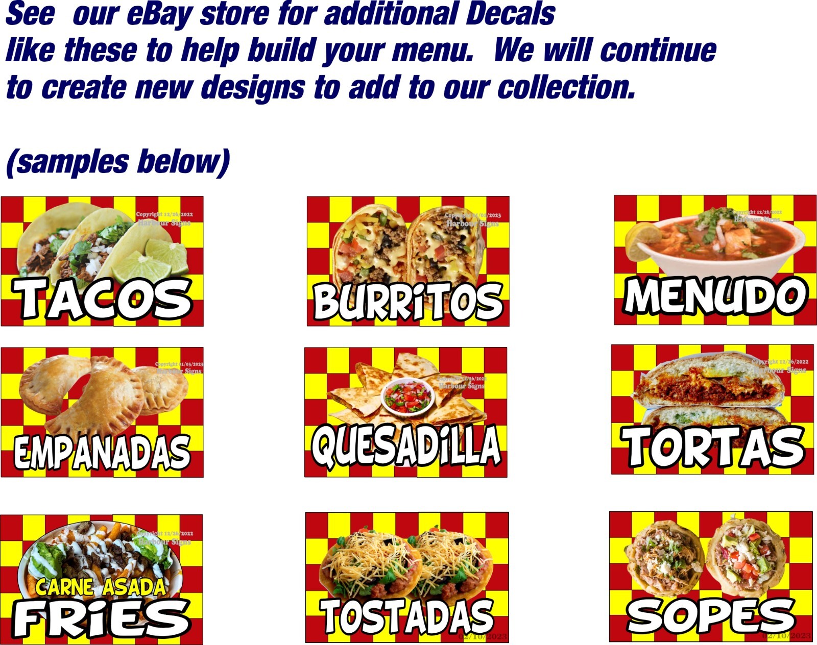 Sopes DECAL (Choose Size) Mexican Food Concession Vinyl Sign Sticker 2ck