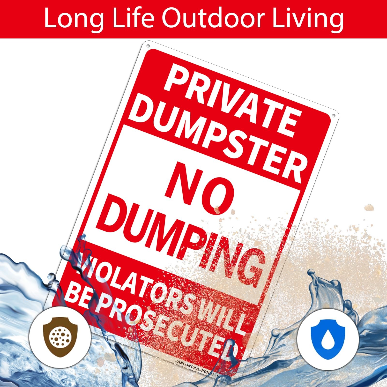 2 Pack Private Dumpster- No Dumping Sign, 14&Prime;x 10&Prime; Aluminum,Violators Will Be Pr