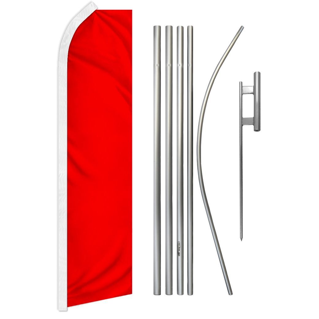 « RED » Advertising Super Flag & Pole Kit solid color blank rojo