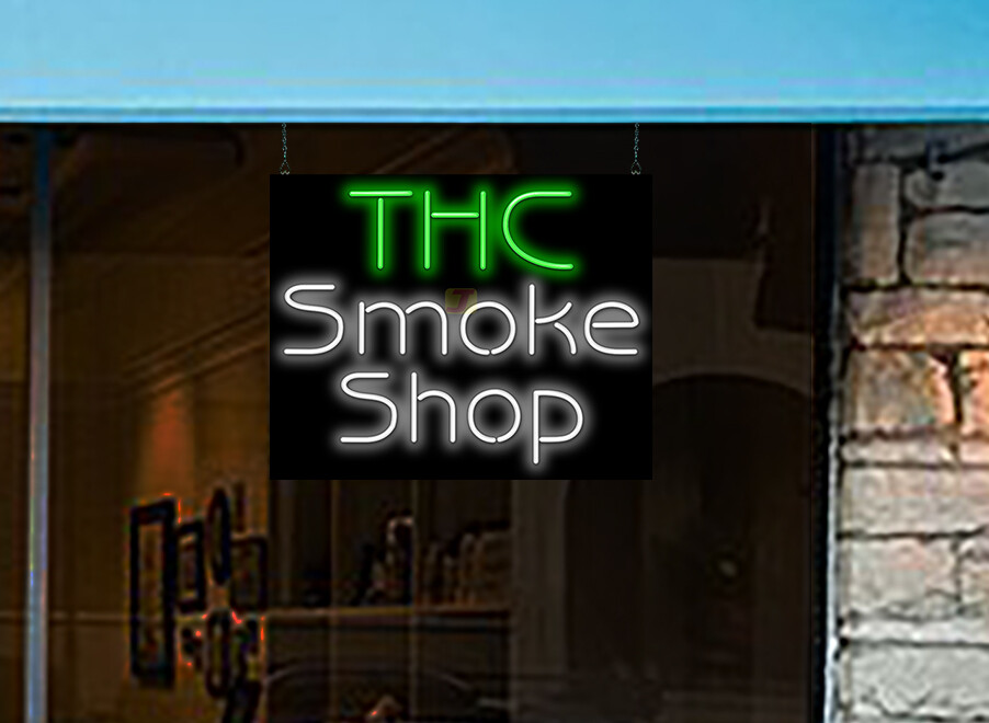 THC Smoke Shop Neon Sign REAL Neon Window Sign Hand Bent Glass Advertisement