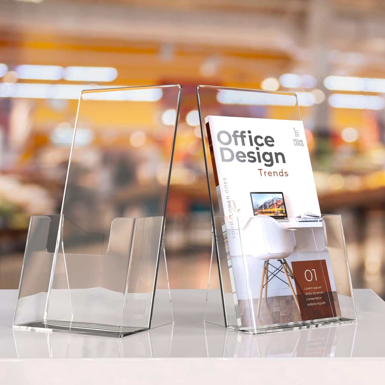 MaxGear Acrylic Brochure Holder 4 Inch, Clear Plastic 4 »x9 », clear