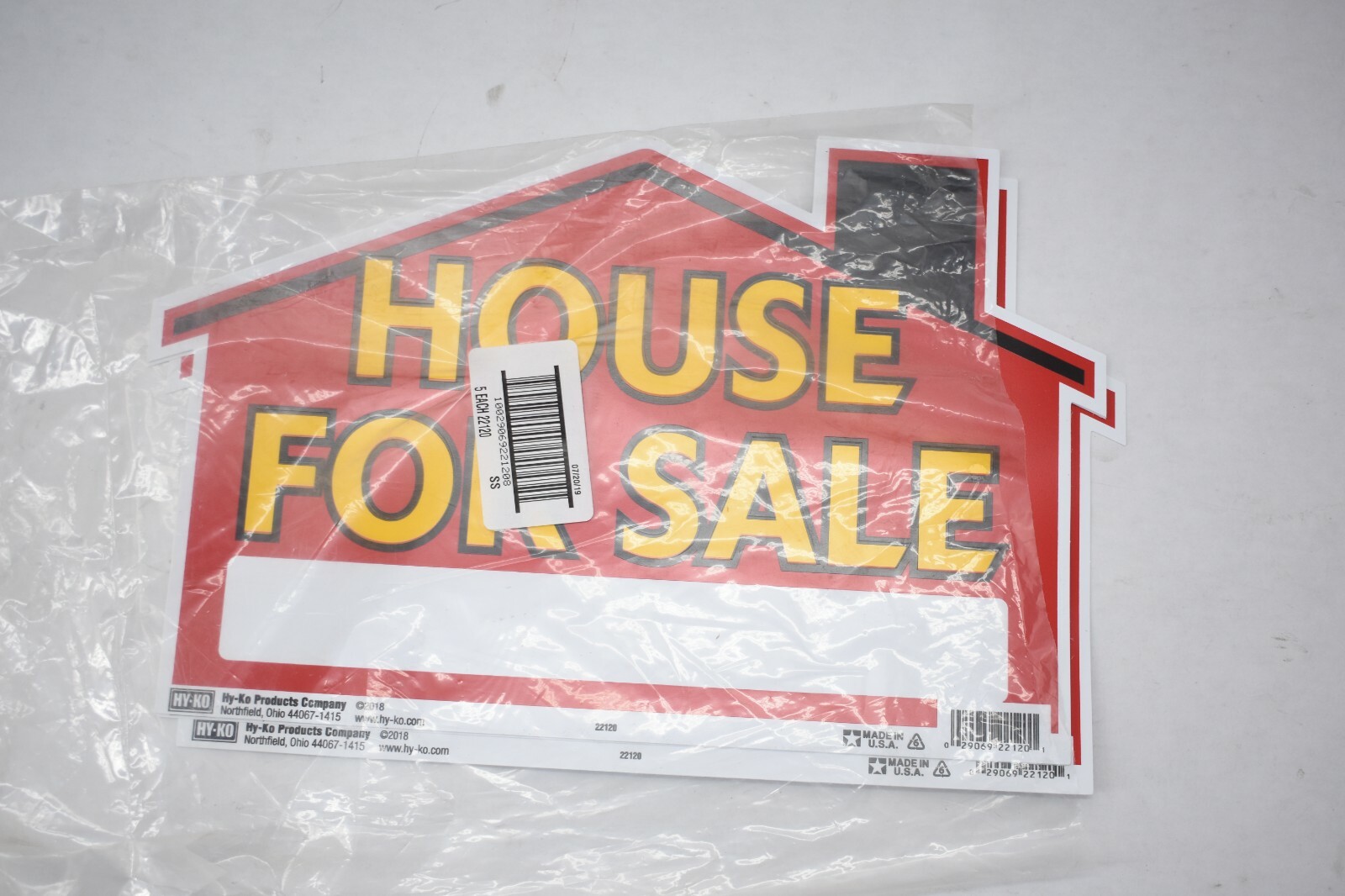 Lot Of 5 Hy-Ko Products Red Informational 9&Prime; x 12&Prime; House For Sale Yard Sign
