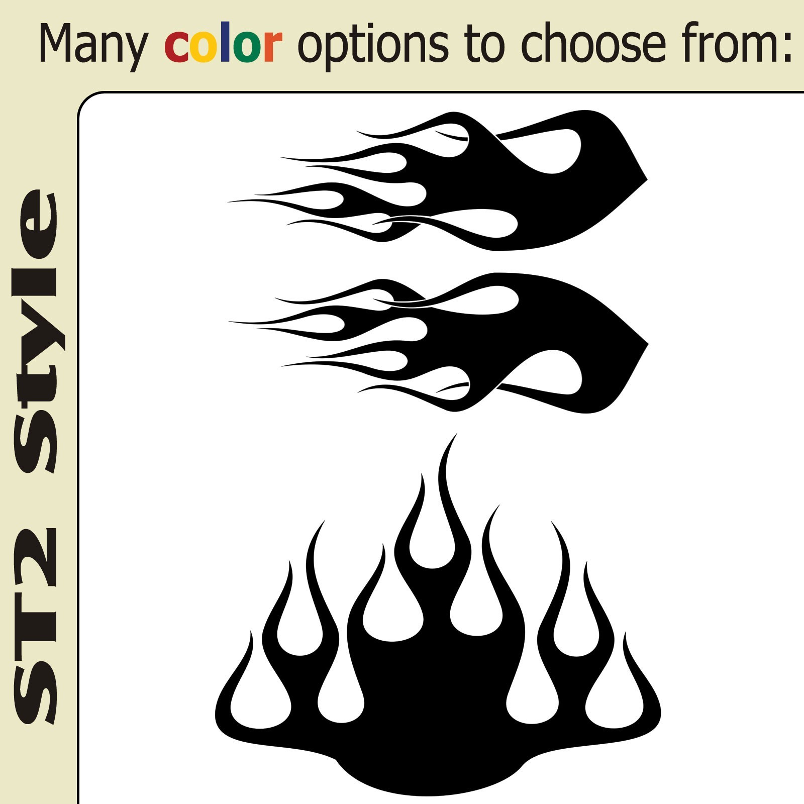 ST2 SMALL Flame Vinyl Decal Kit Golf Cart Motorcycle Tank Car Truck RC ATV UTV