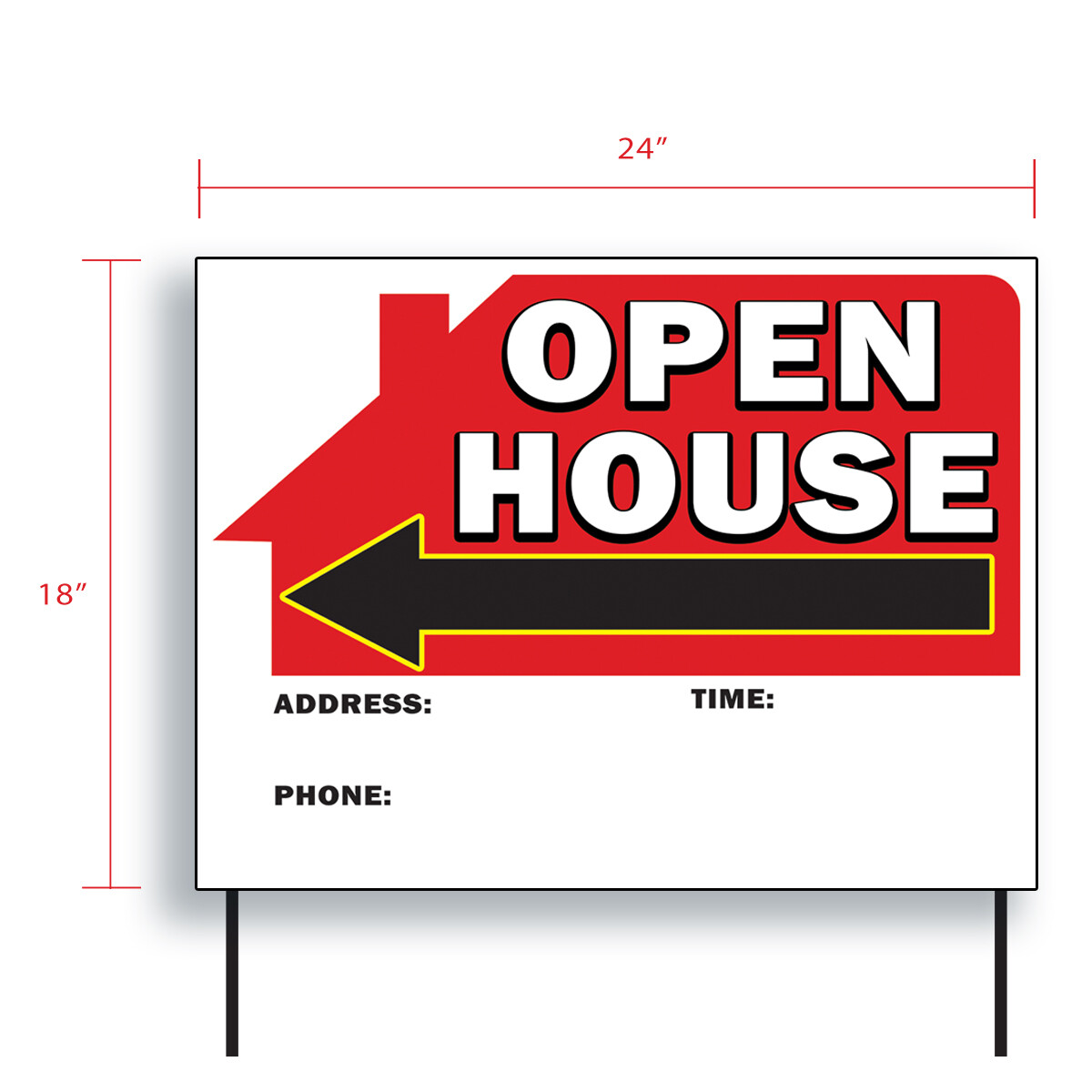 5 OPEN HOUSE SIGNS 18&Prime;X24&Prime; & 5 frames