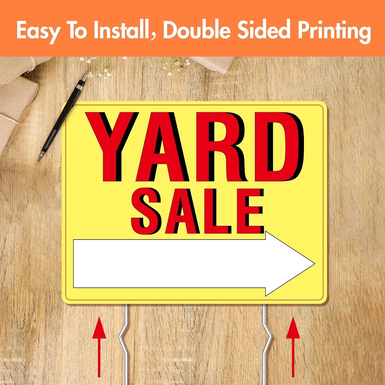 Bright Yellow Yard Sale Sign Set – 3 Double-Sided Signs for Maximum Visibility