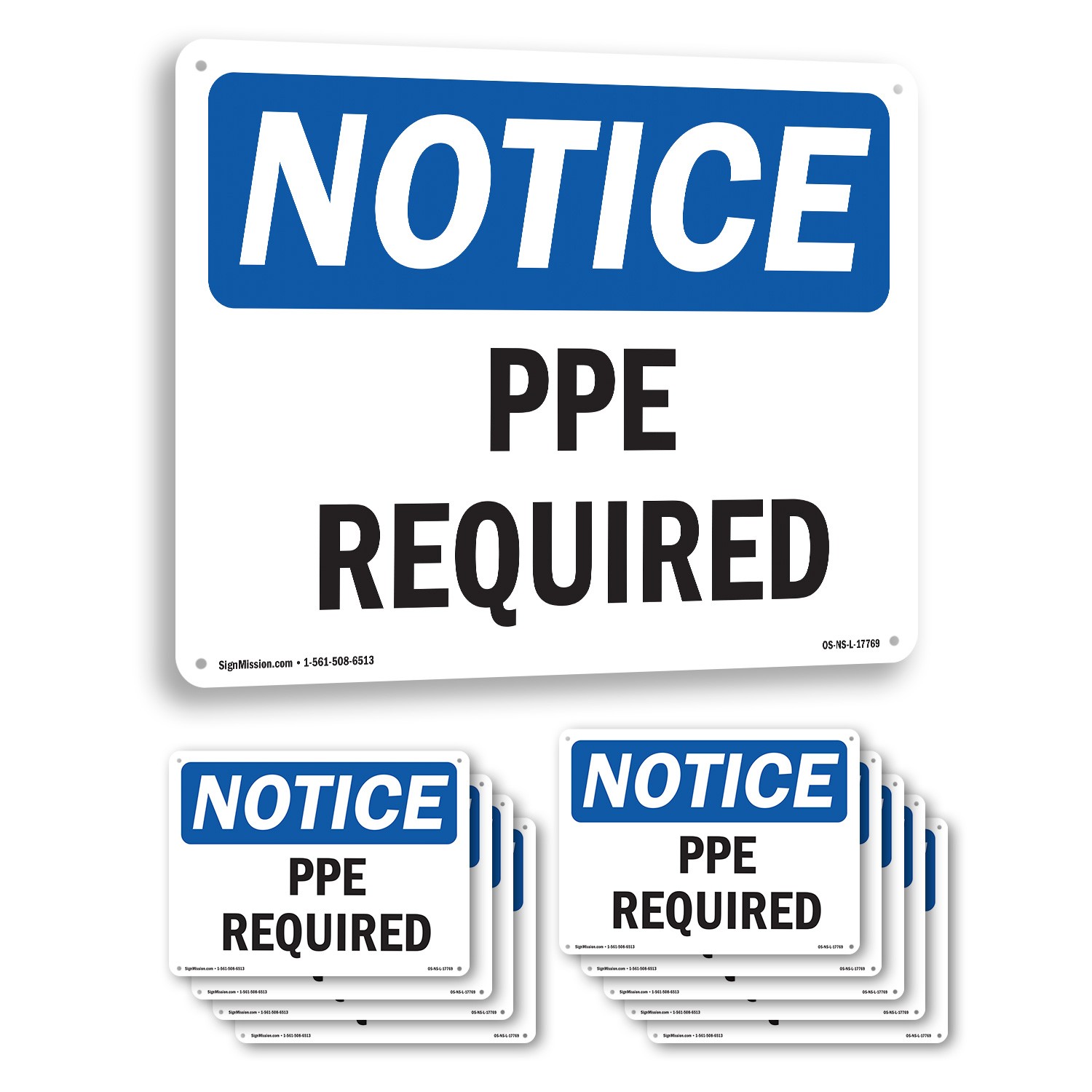 PPE Required OSHA Notice Sign Metal, Plastic, Or Decal – 5 or 10 Pack
